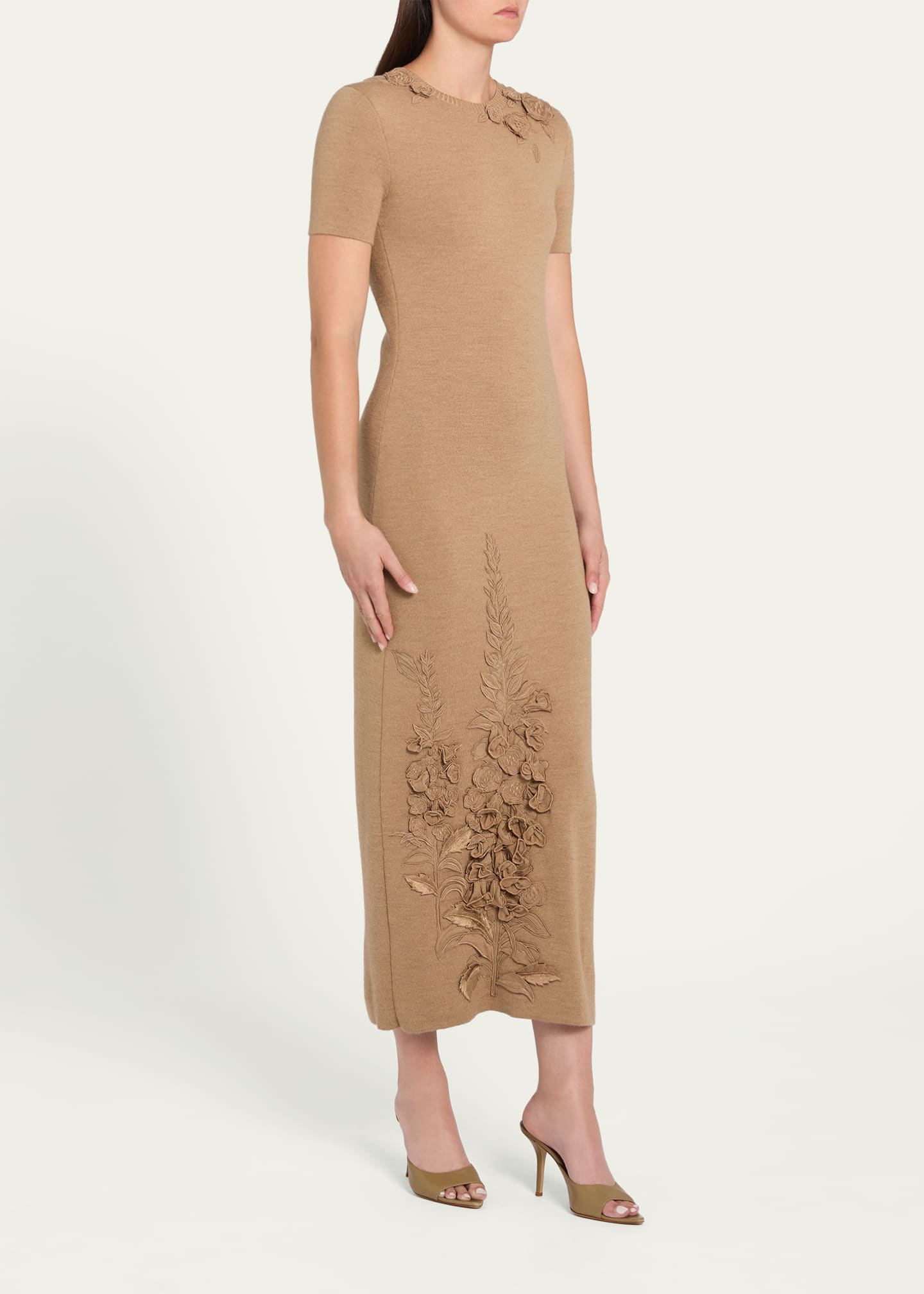 Oscar de La Renta | Foxglove Embroidered Knit Dress | S