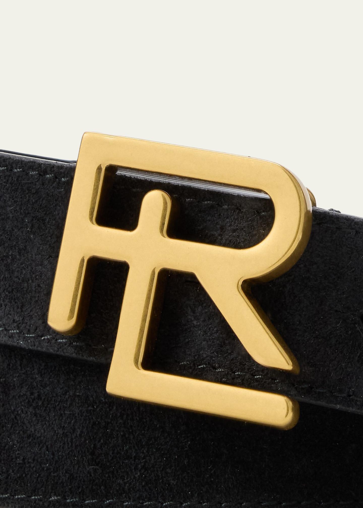Ralph Lauren Purple Label Men's RL-Buckle Calf-Suede Belt