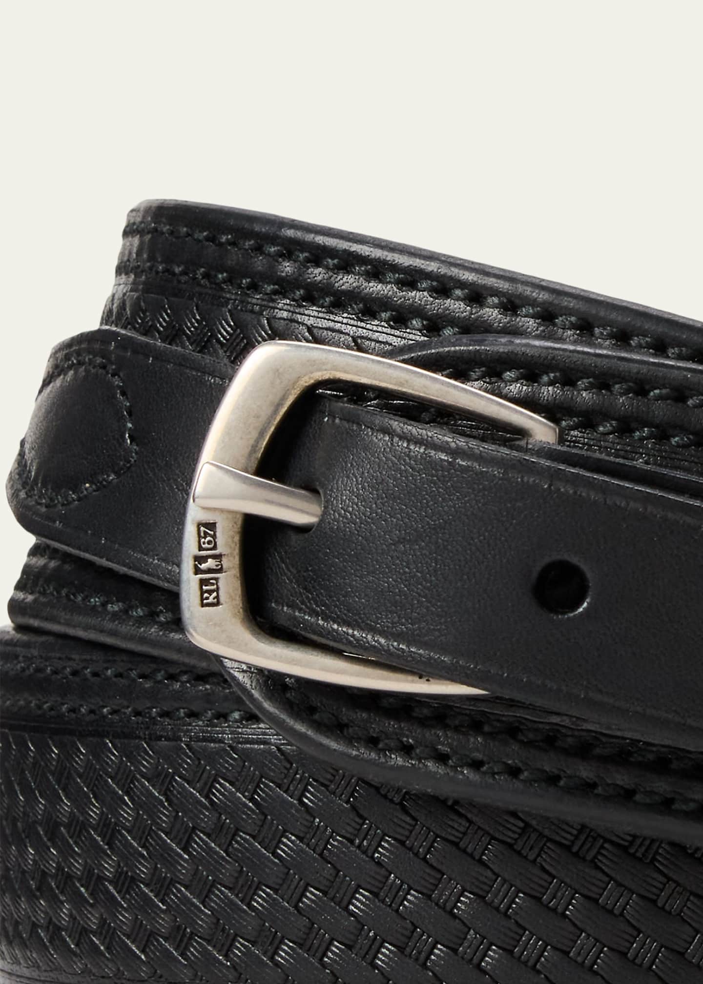 Ralph Lauren Purple Label Topstitched Western Leather Belt