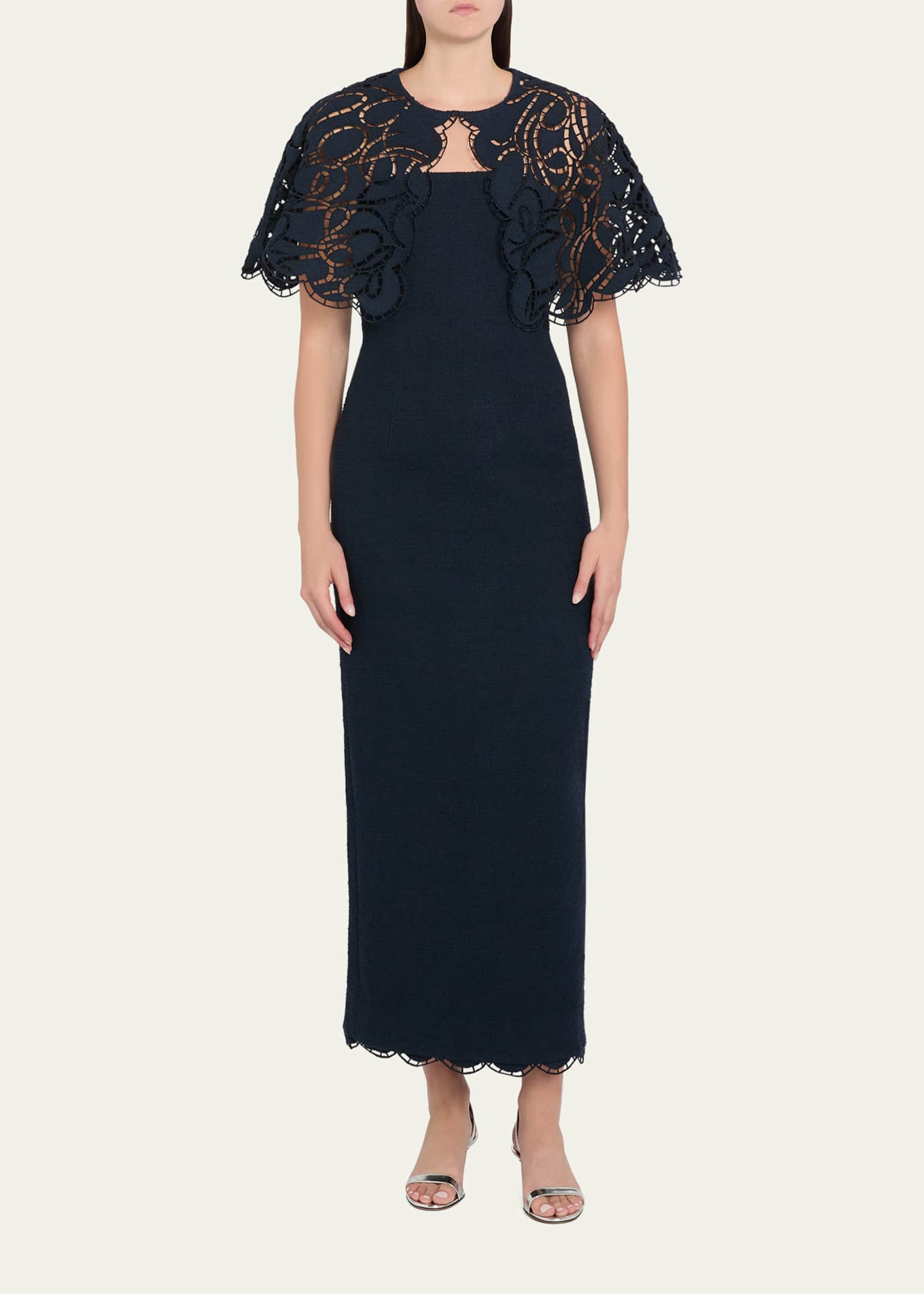 Oscar de la Renta Embroidered Tweed Crop Cape - Bergdorf Goodman