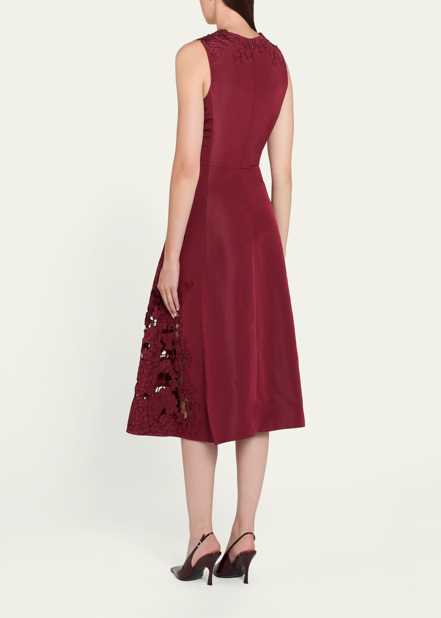 Oscar de La Renta Women's Sleeveless Embroidered Cutout Cocktail Dress - Red - Size 4 - Merlot