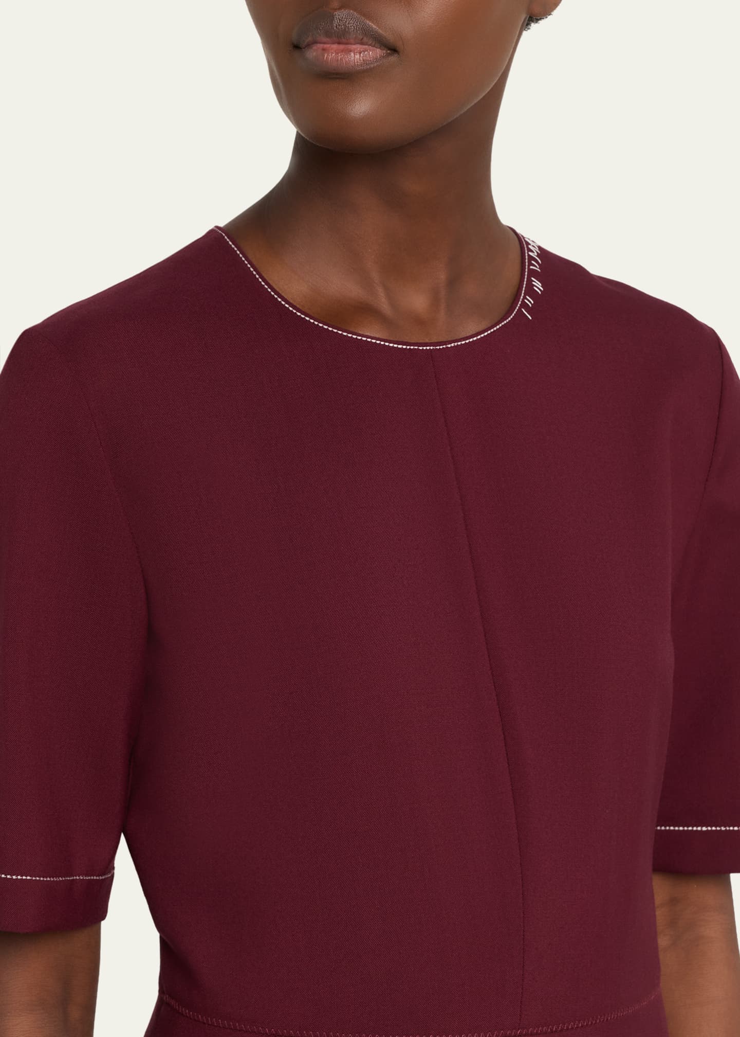 Marni Drop-Waist Wool Crepe Short-Sleeve Dress - Bergdorf Goodman
