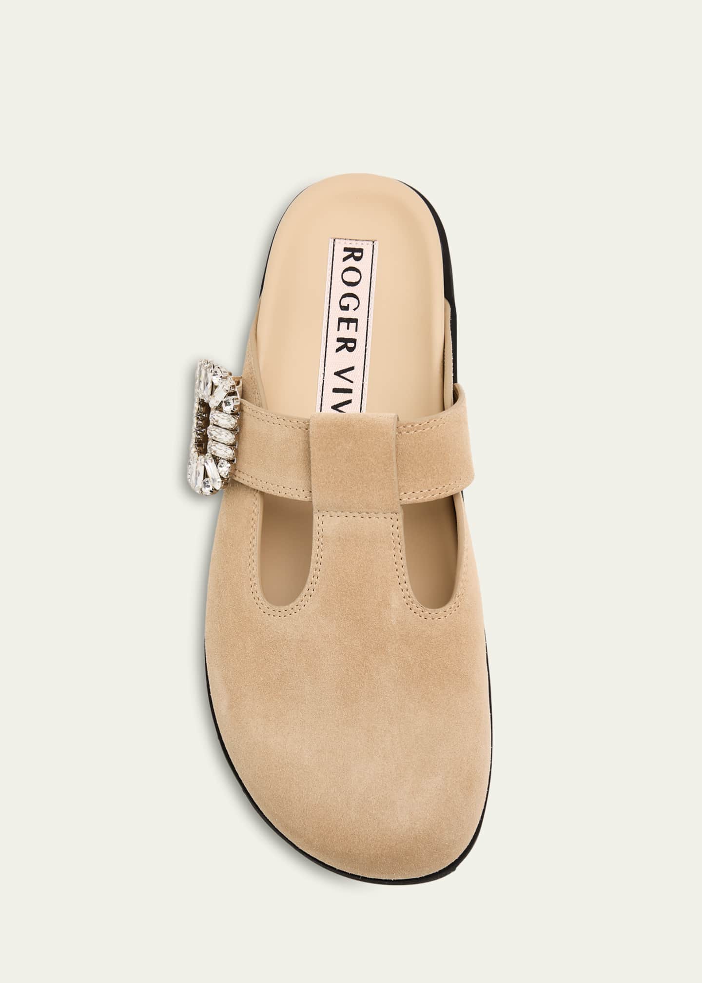 Roger Vivier ベージュ 39(説明をご覧ください) Roger Vivier Slidy Viv Suede T-Strap Mules - Bergdorf Goodman