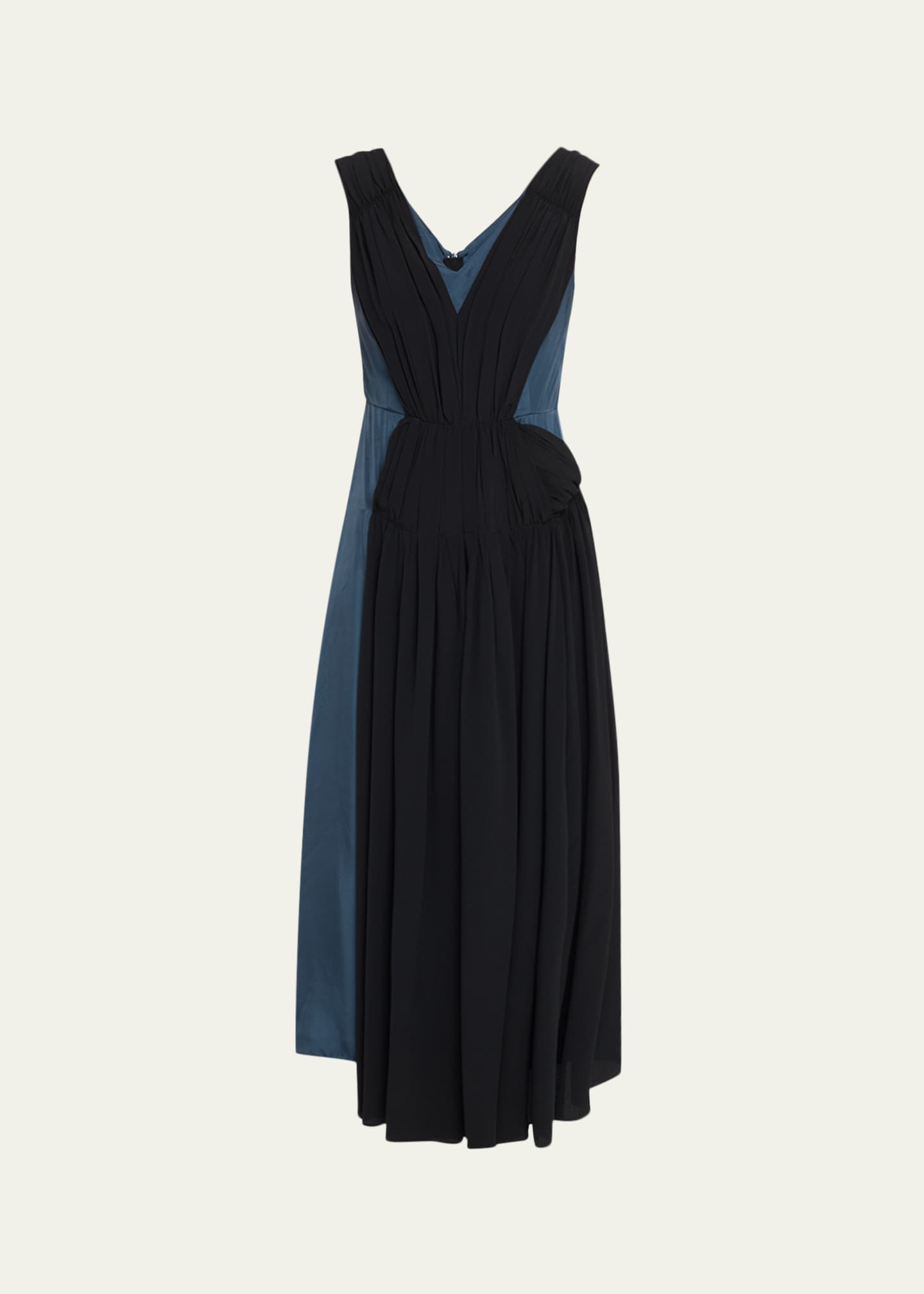 Marni - Turquoise Twill Dress With Asymmetric Draping - Dresses - Woman - Blue - Size: 42