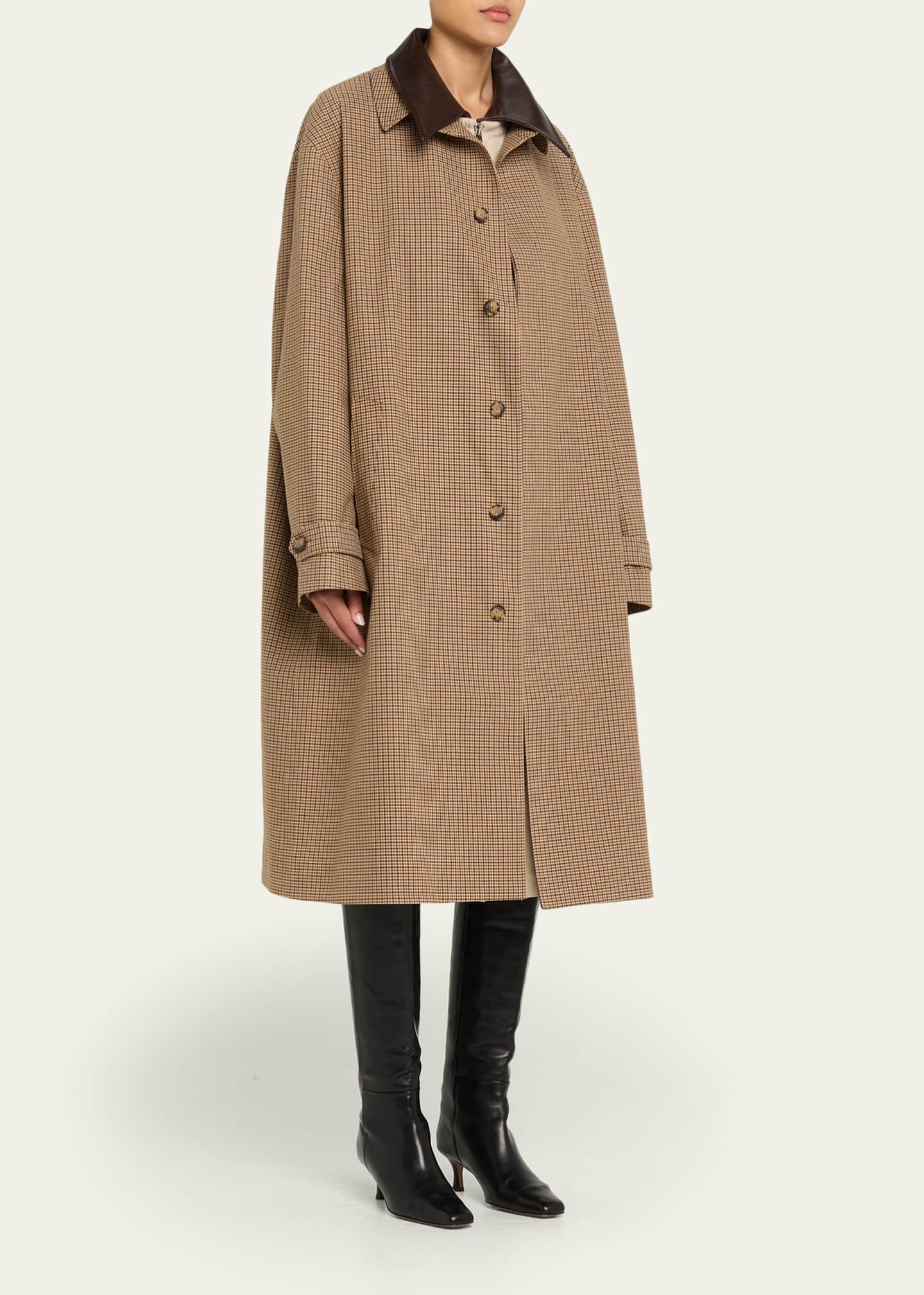 Brandon Maxwell Quinn Houndstooth Single-Breasted Driving Coat