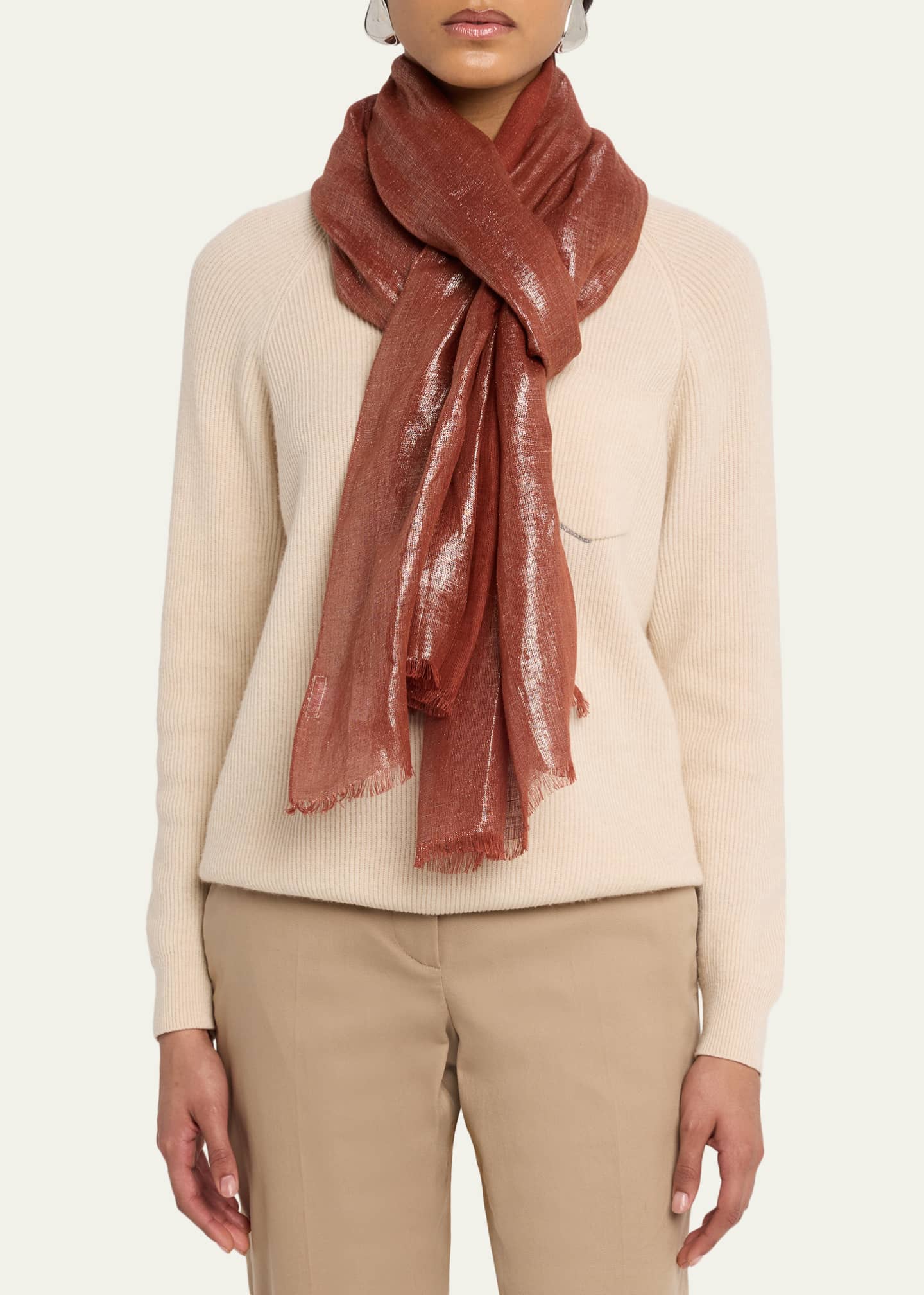 Brunello Cucinelli Linen Lurex Linen Scarf - Bergdorf Goodman