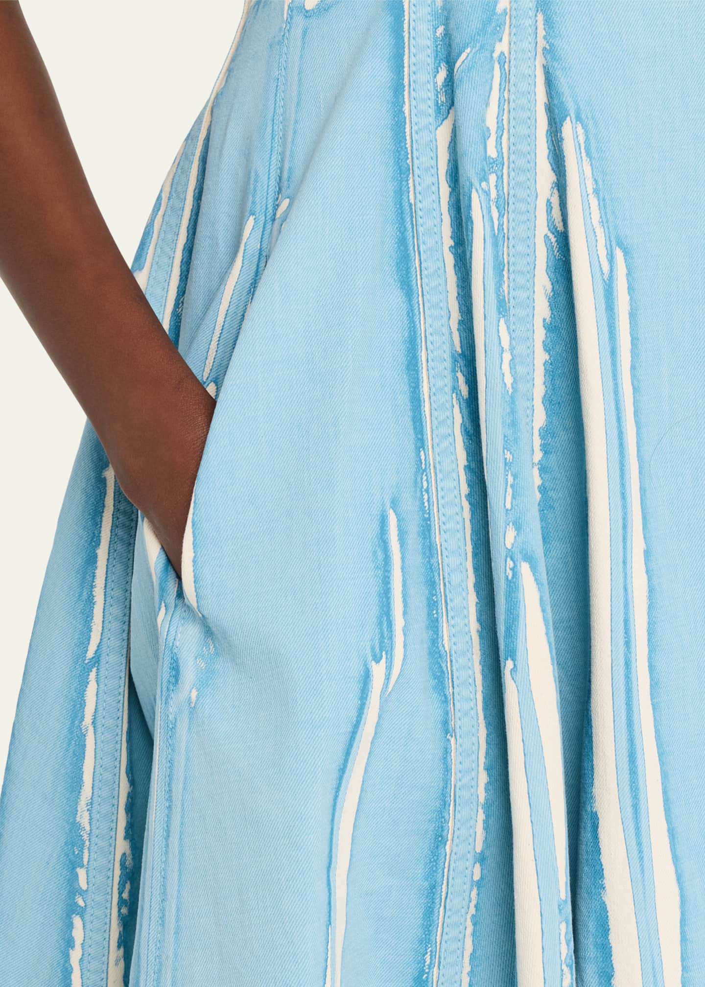 Marni Screen-Printed Denim Sleeveless Midi Dress - Bergdorf Goodman