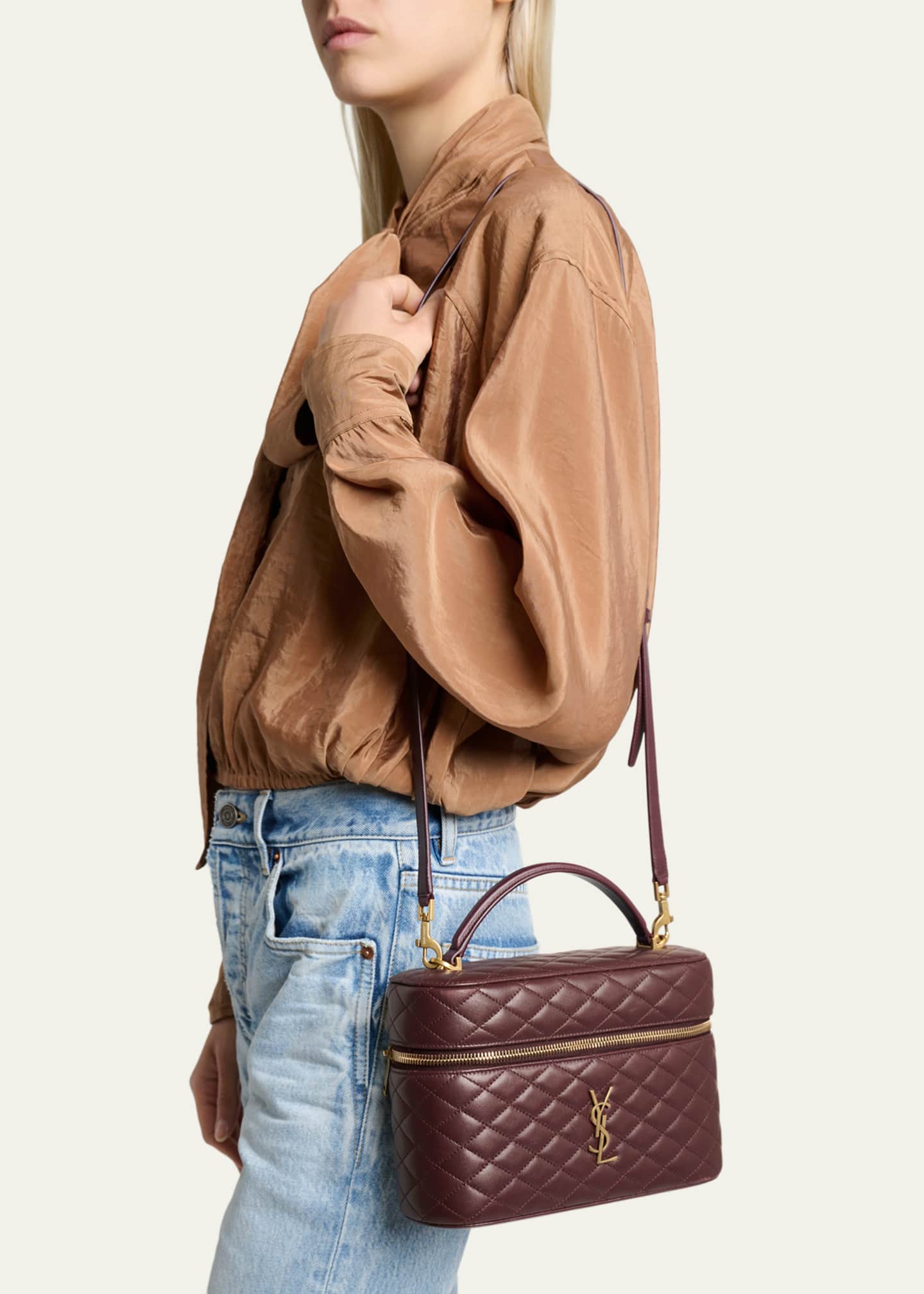 Saint Laurent Gaby Large YSL Vanity Bag in Quilted Leather