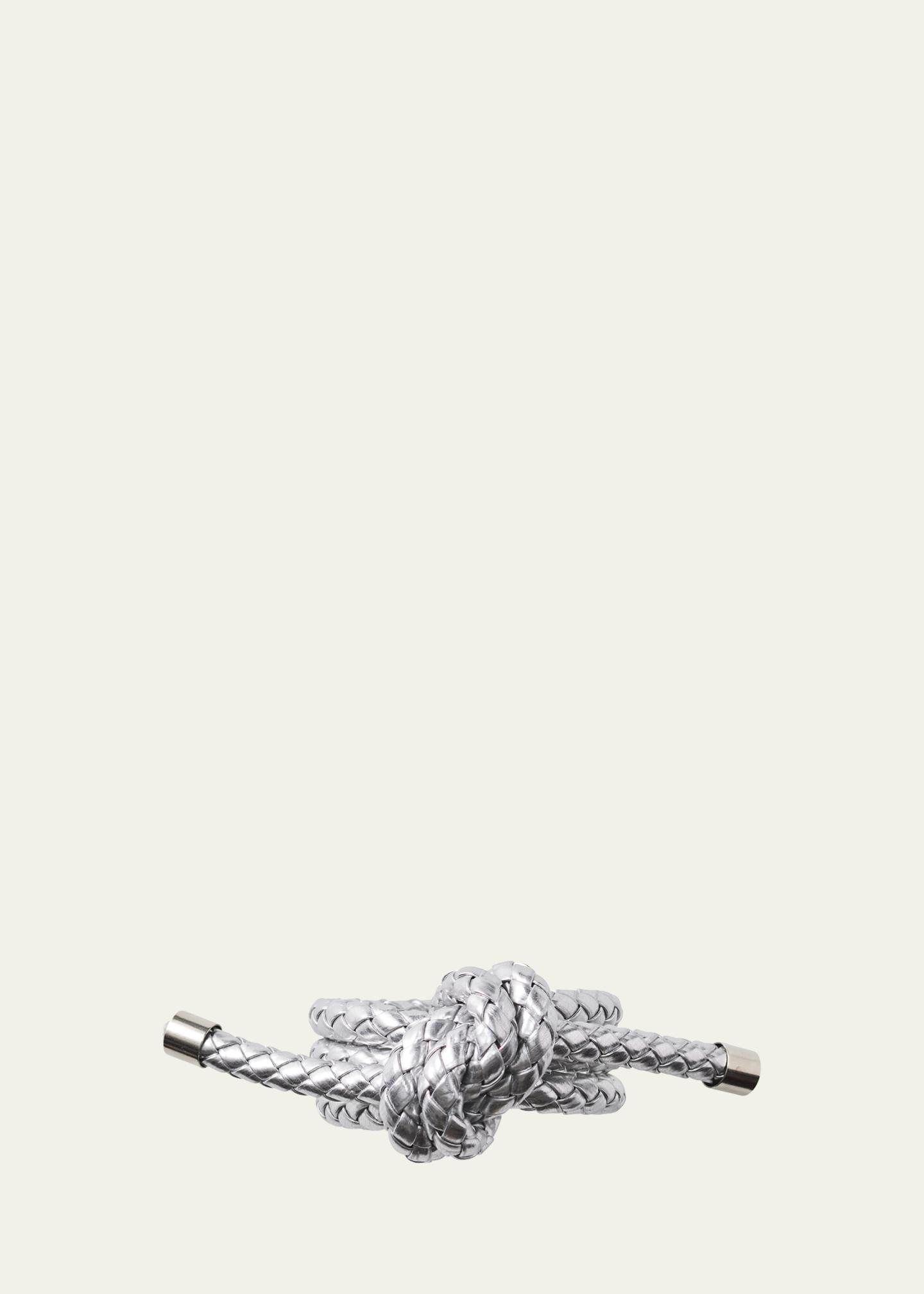 Kim Seybert Rope Knot Silver Faux Leather Napkin Ring - Bergdorf Goodman