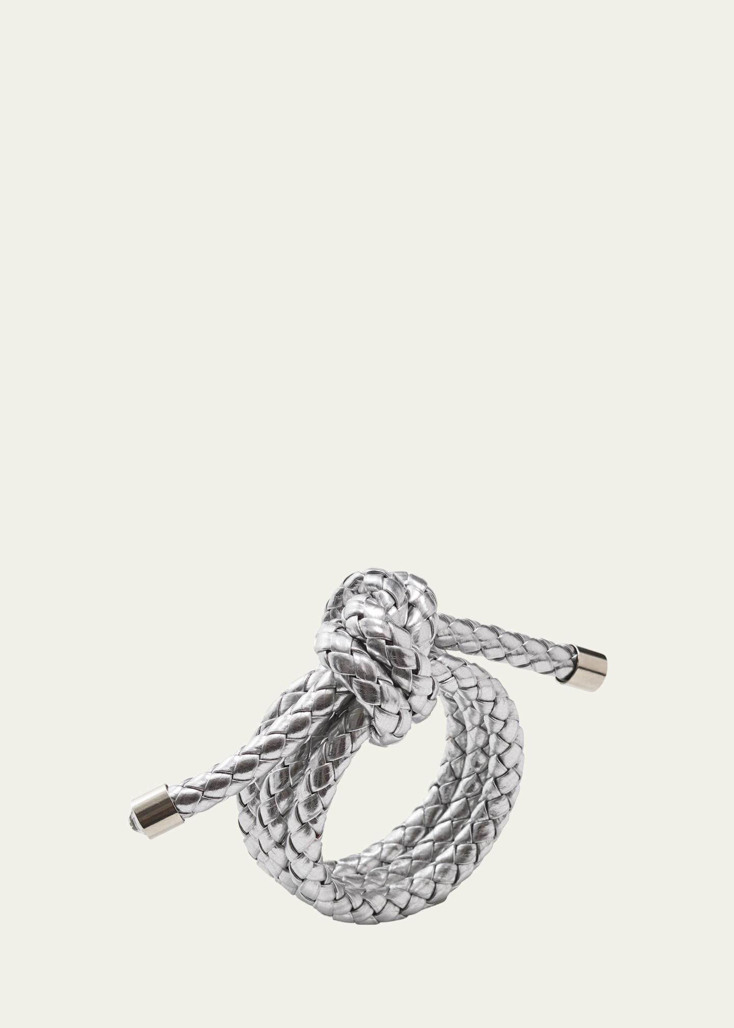 Kim Seybert Rope Knot Silver Faux Leather Napkin Ring - Bergdorf Goodman