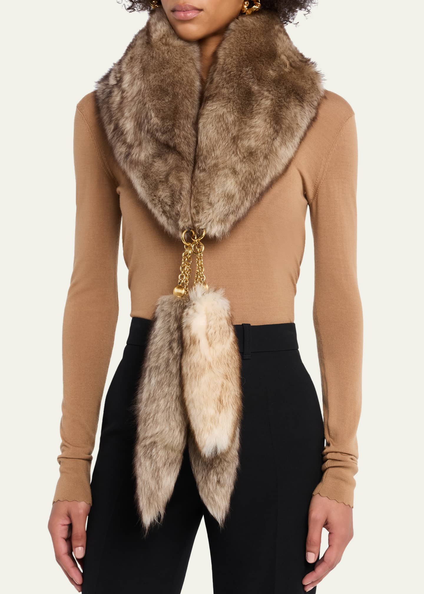 See by Chloe The Treasure Tails Shearling Scarf - Bergdorf Goodman