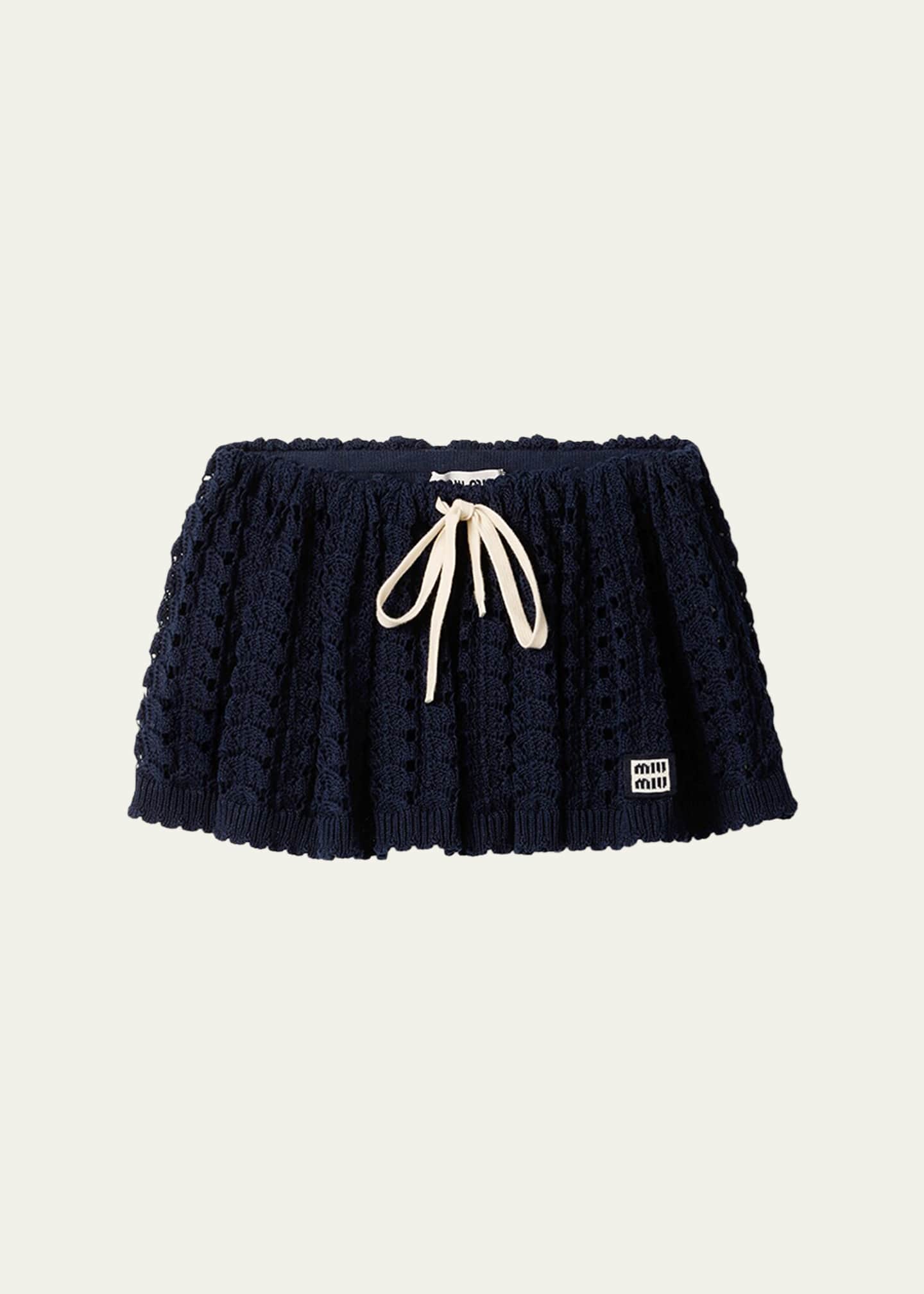 Miu Miu Crochet Knit Drawstring Mini Skirt - Bergdorf Goodman