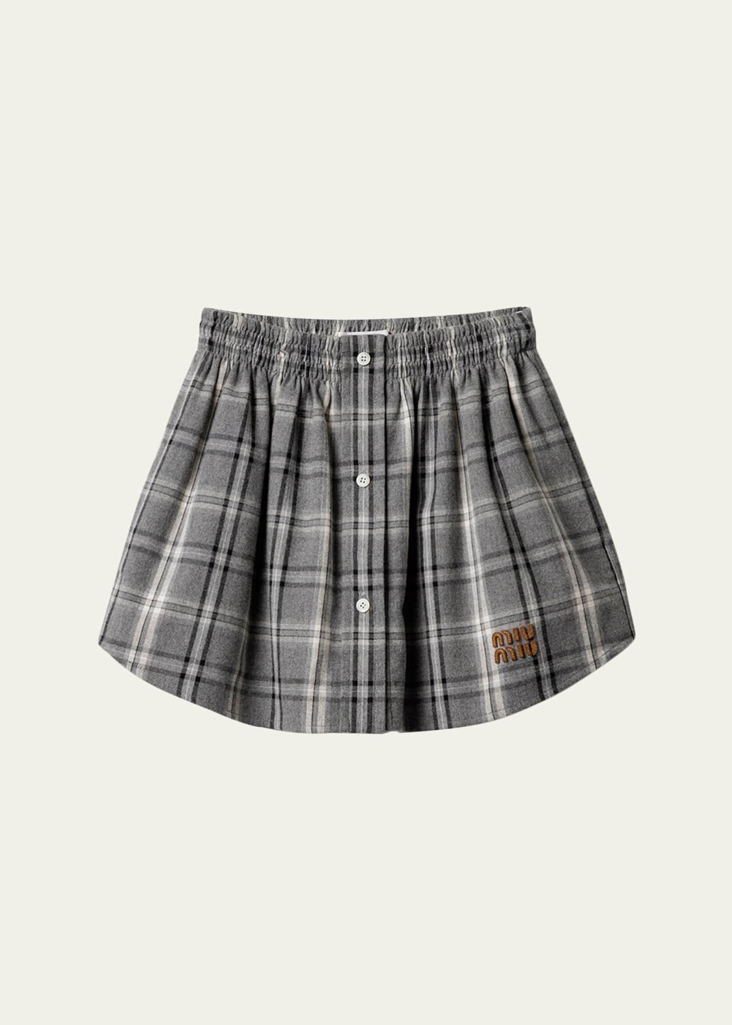 Miu Miu Check Button-Front Mini Skirt - Bergdorf Goodman