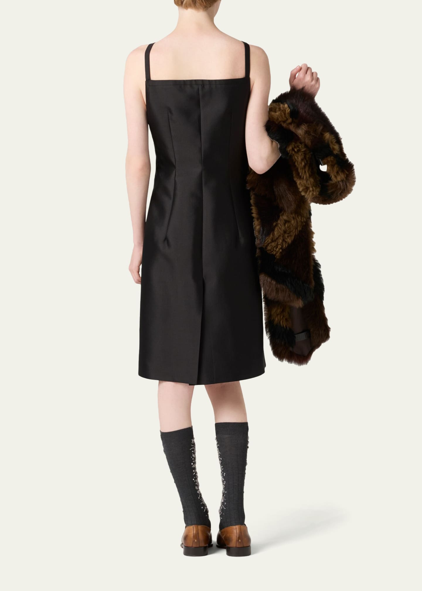 Miu Miu Bow Sleeveless Silk-Wool A-Line Dress - Bergdorf Goodman