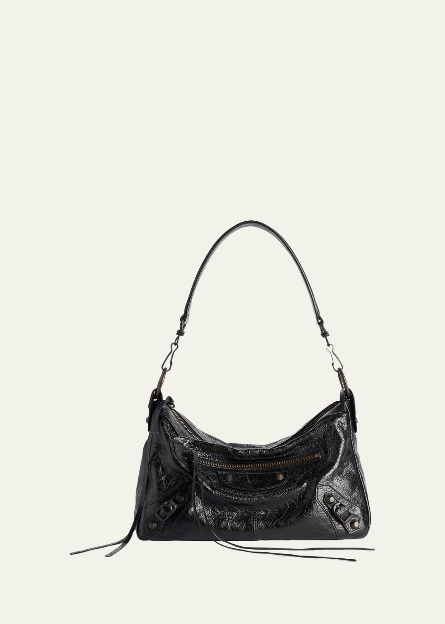 Balenciaga Men's Le City Moto Leather Shoulder Bag - Bergdorf Goodman
