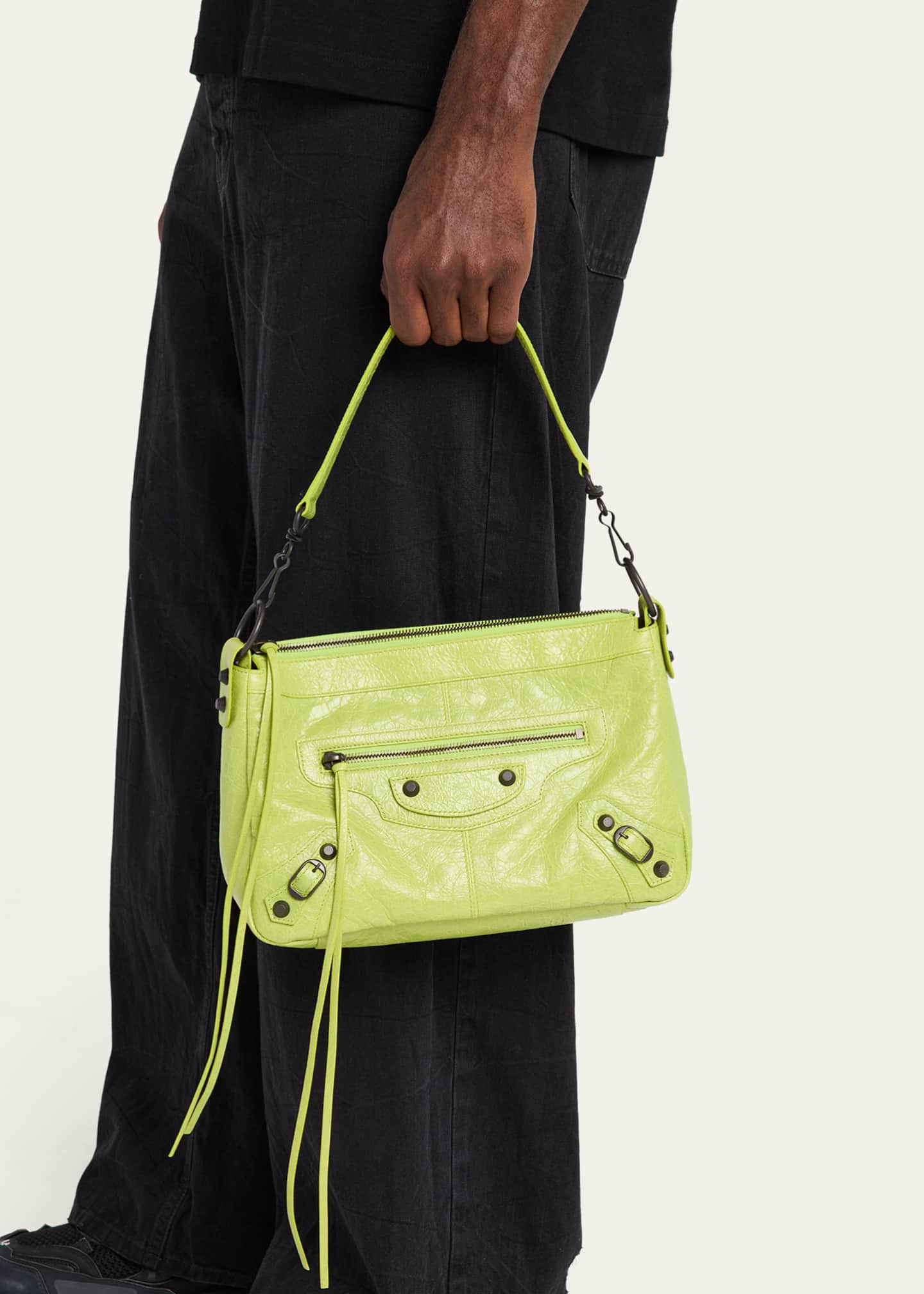 Balenciaga Men's Le City Moto Leather Shoulder Bag - Bergdorf Goodman