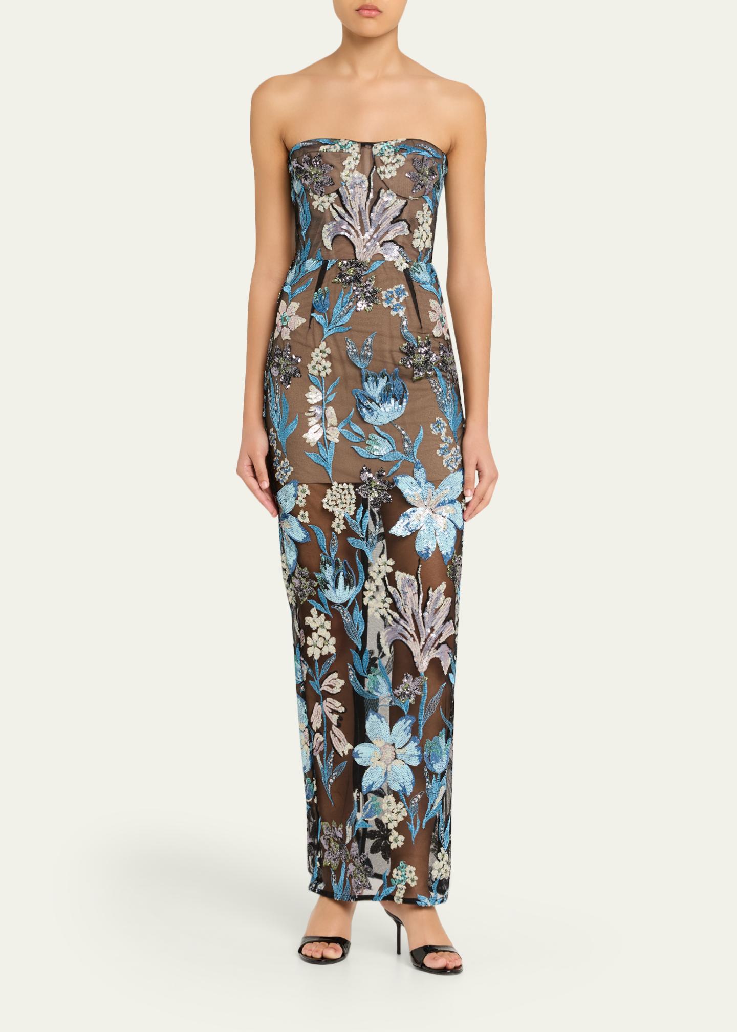 Bronx Banco Dahlia Strapless Sequined Floral Tulle Gown - Bergdorf