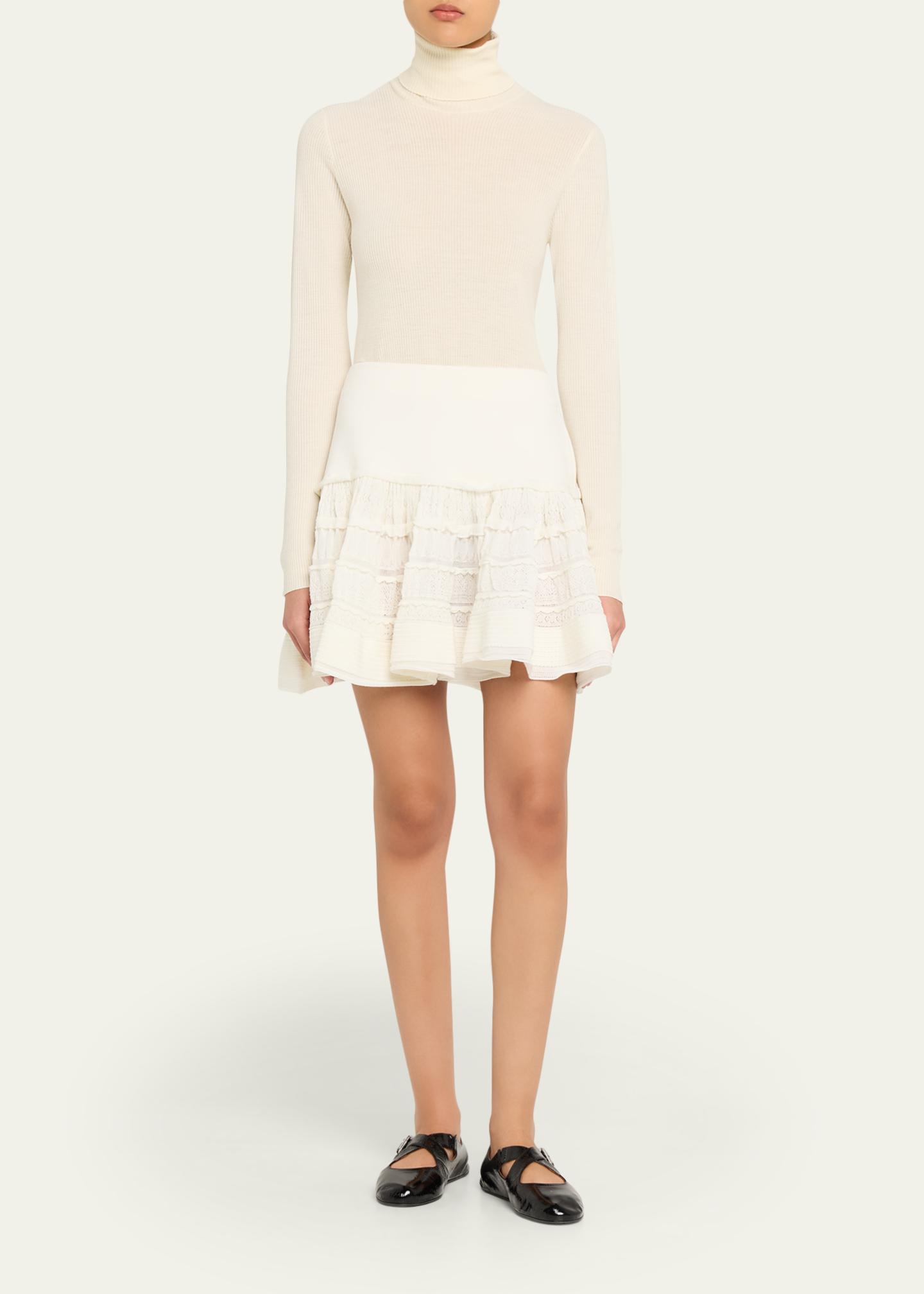 ALAIA Crinoline Pointelle Ruffle Mini Skirt - Bergdorf Goodman
