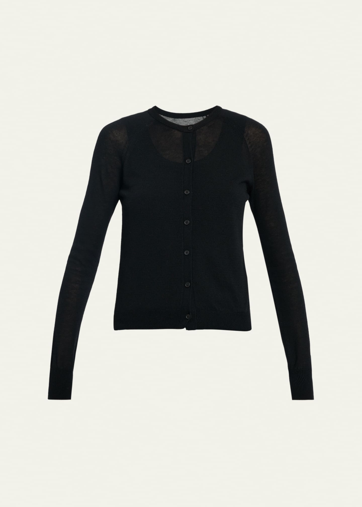 ALAIA Double Layered Wool Crewneck Cardigan - Bergdorf Goodman