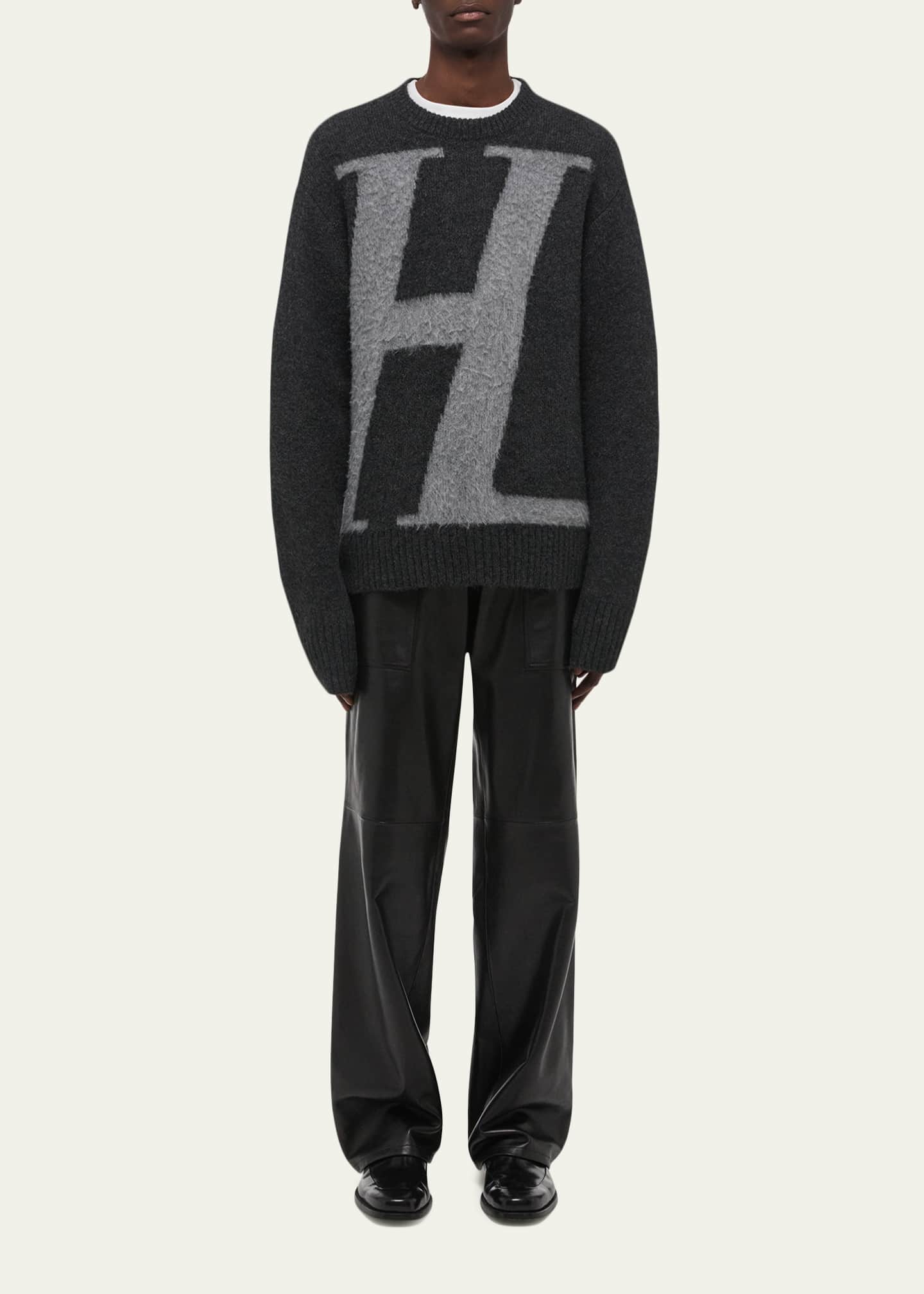 Helmut Lang Men's HL Logo Crewneck Sweater - Bergdorf Goodman
