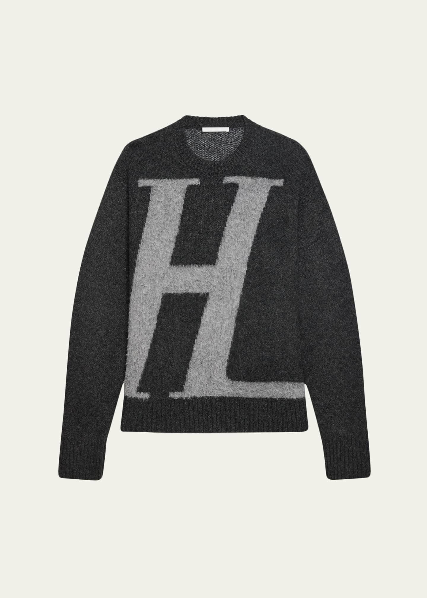 HELMUT LANG グレー/ブラック セーター P Helmut Lang Men's HL Logo Crewneck Sweater - Bergdorf Goodman