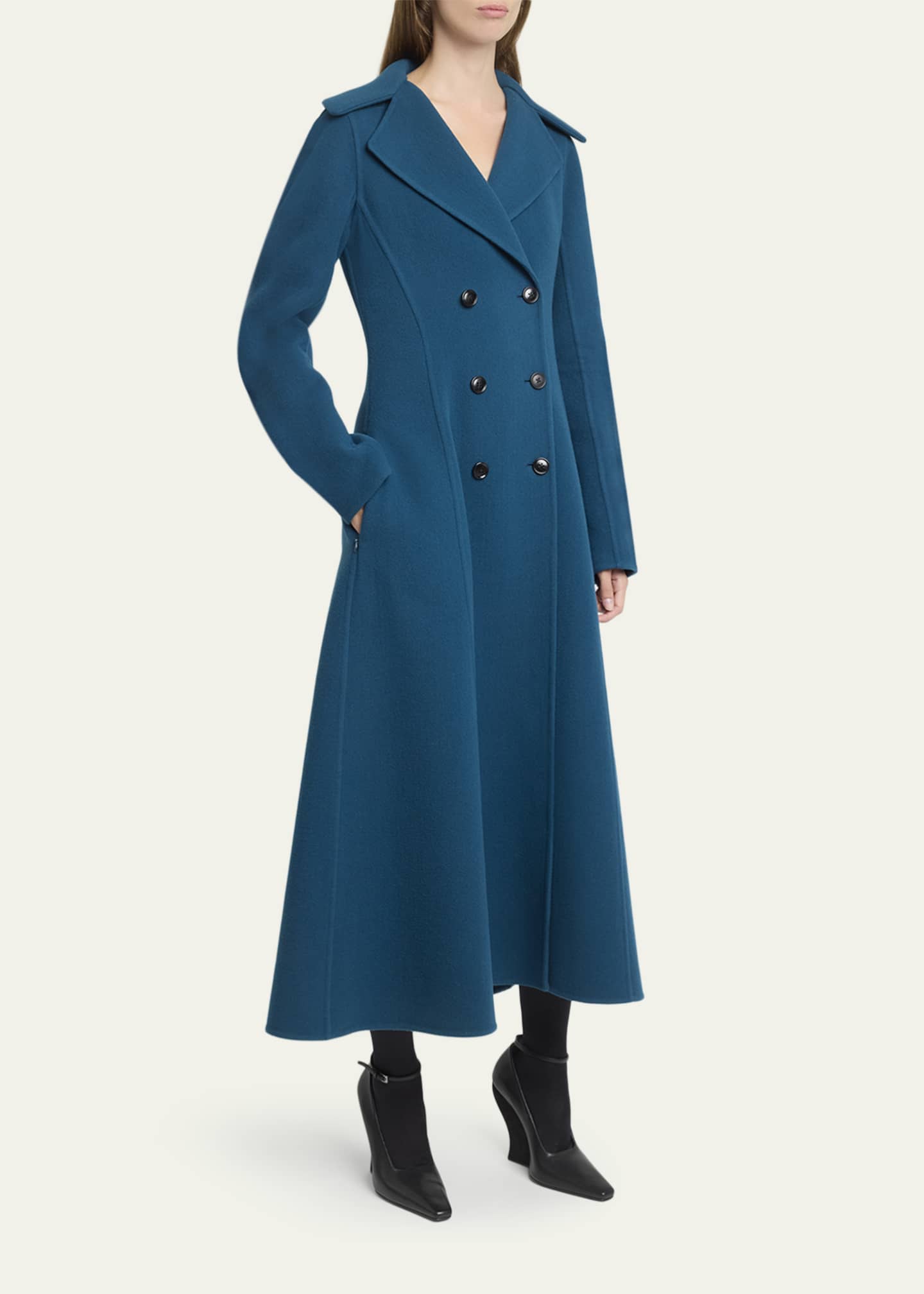 ALAIA Double-Breasted Wool Long Princess Coat - Bergdorf Goodman
