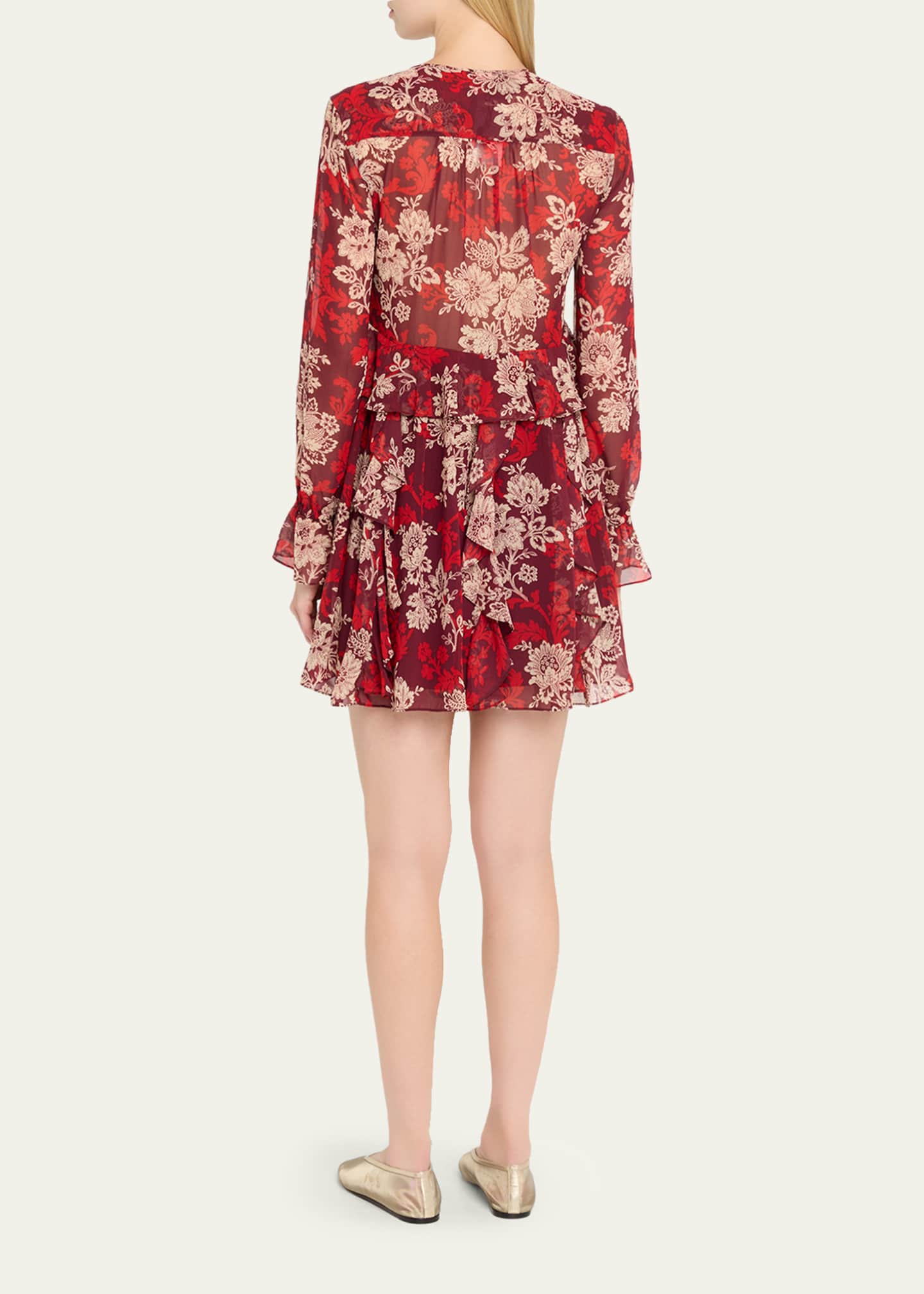 cinq a sept long sleeve dress NWT Cinq a Sept Long Sleeve McKenna Knot-Front Shirtdress Warm Cranberry  Size 2