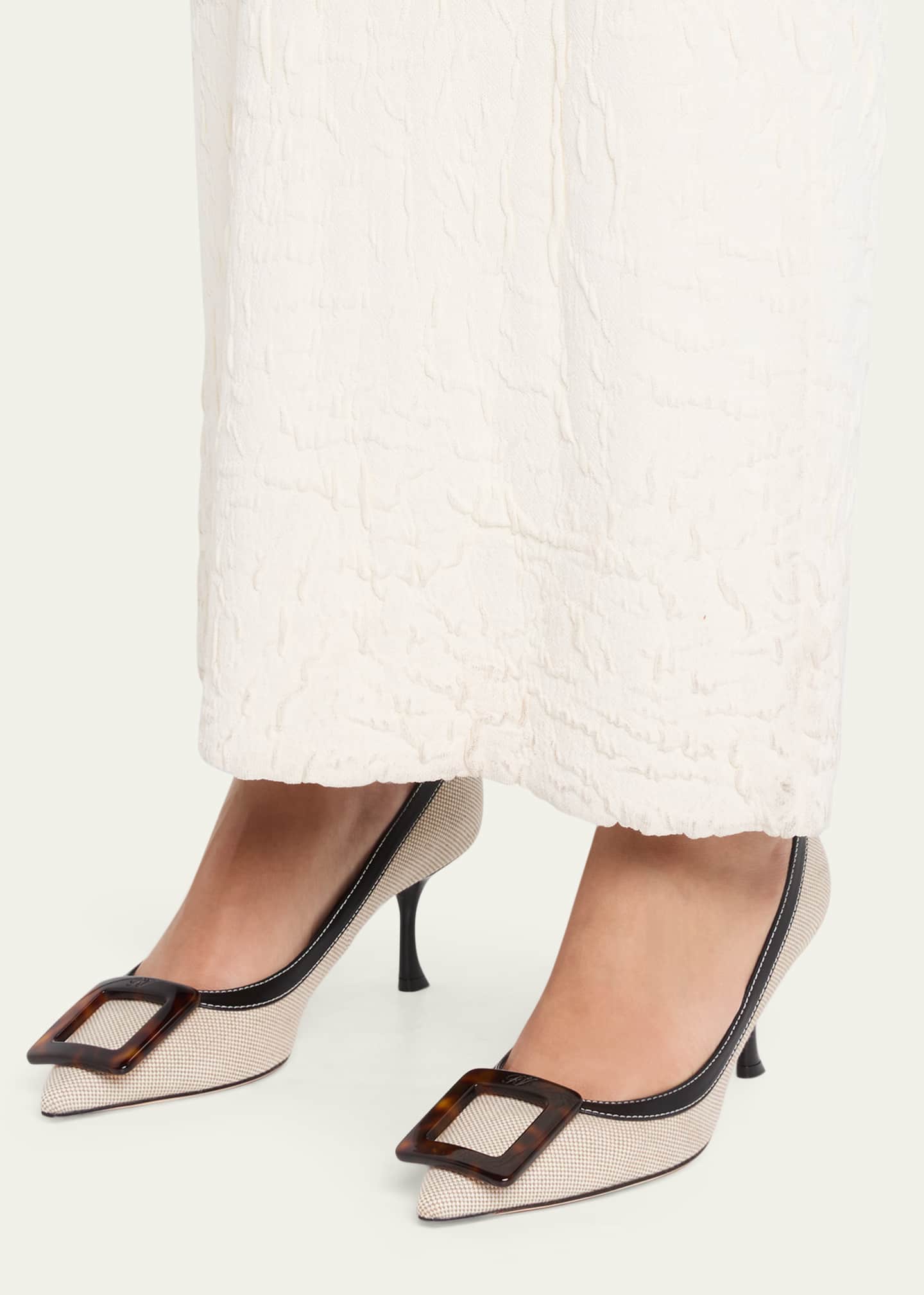 Roger Vivier 65mm Viv in the City Canvas and Leather Buckle Pumps