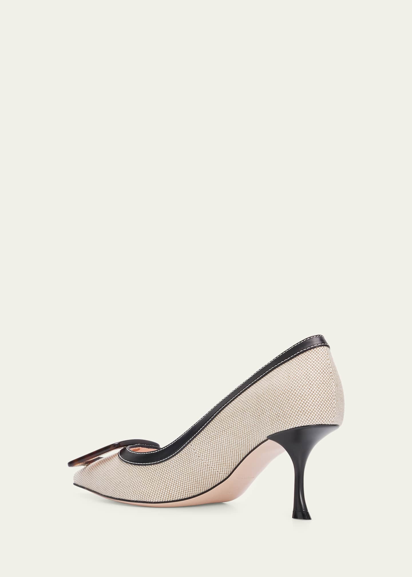Roger Vivier 65mm Viv in the City Canvas and Leather Buckle Pumps