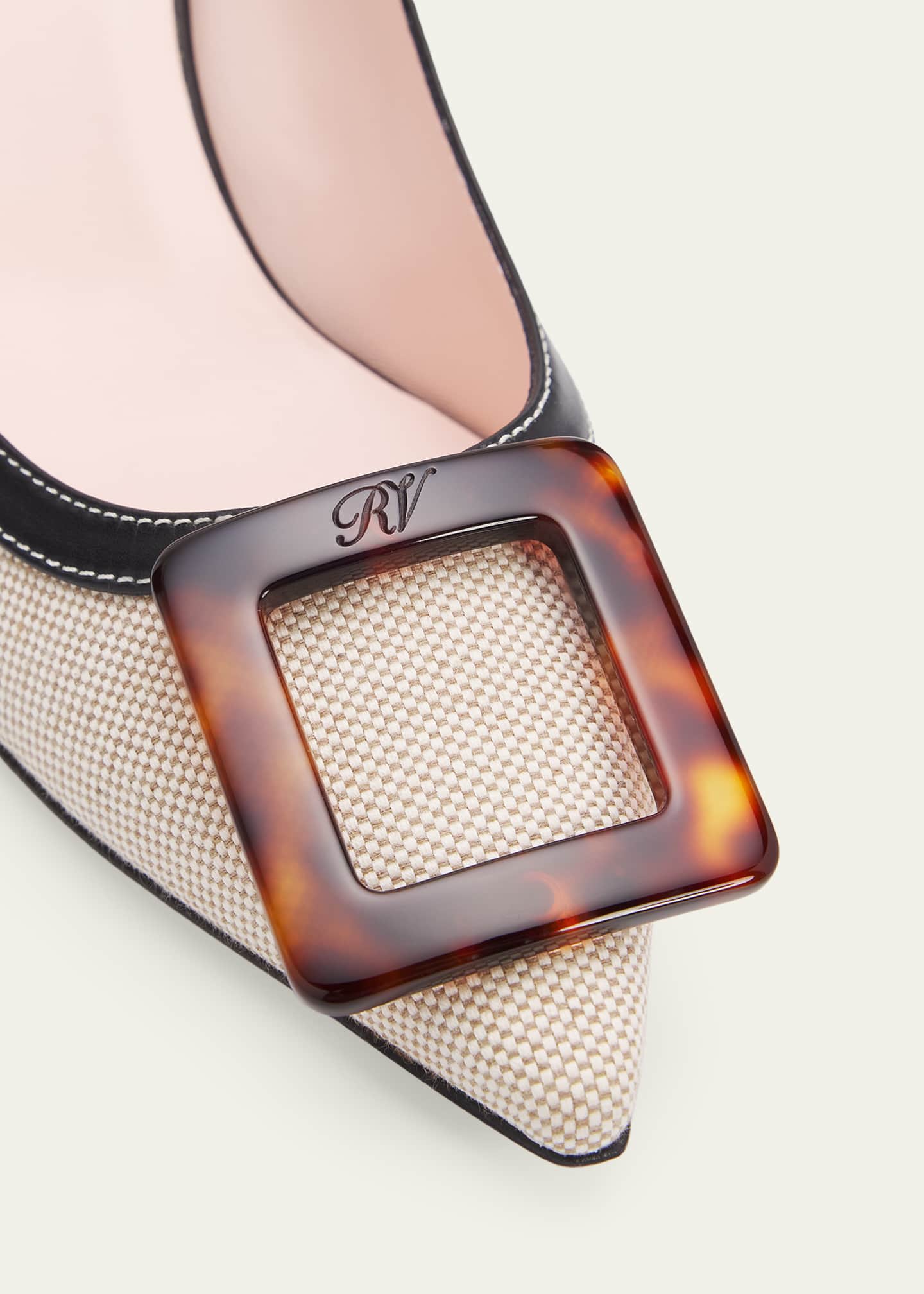 Roger Vivier 65mm Viv in the City Canvas and Leather Buckle Pumps
