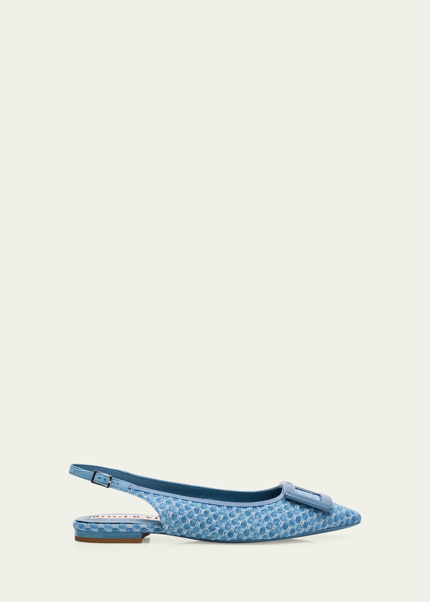 Roger Vivier Gommettine Denim Slingback Flats - Bergdorf Goodman