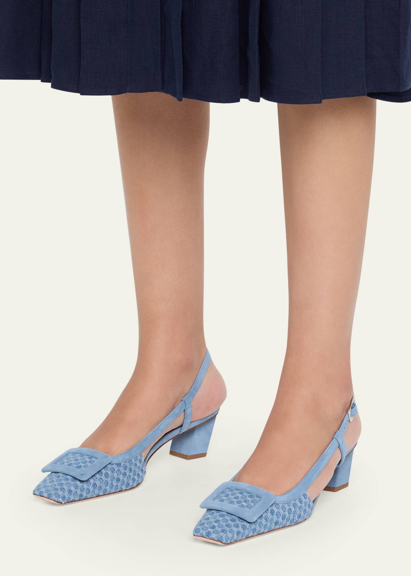 Roger Vivier 45mm Belle Vivier Denim Slingback Pumps - Bergdorf