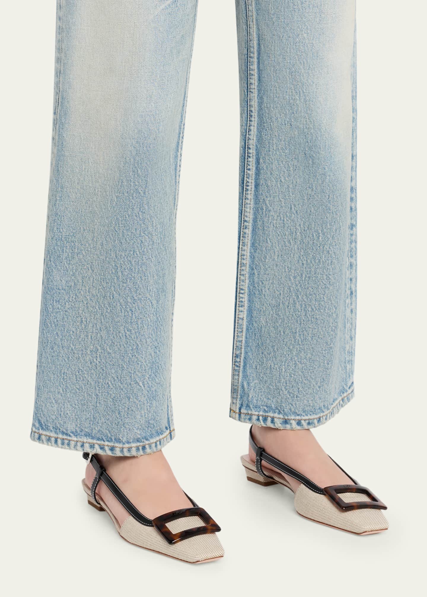 Roger Vivier Belle Vivier Canvas Slingback Ballerina Flats