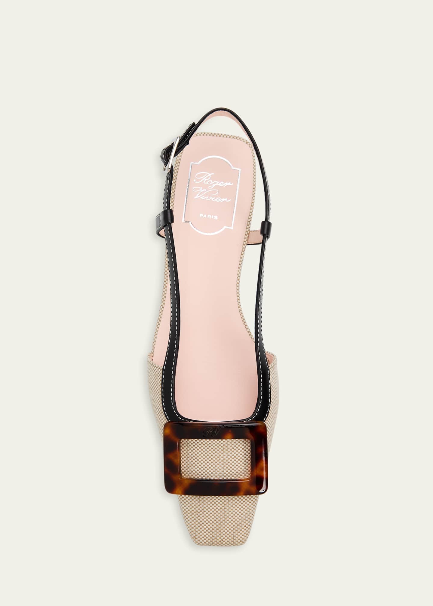 Roger Vivier Belle Vivier Canvas Slingback Ballerina Flats