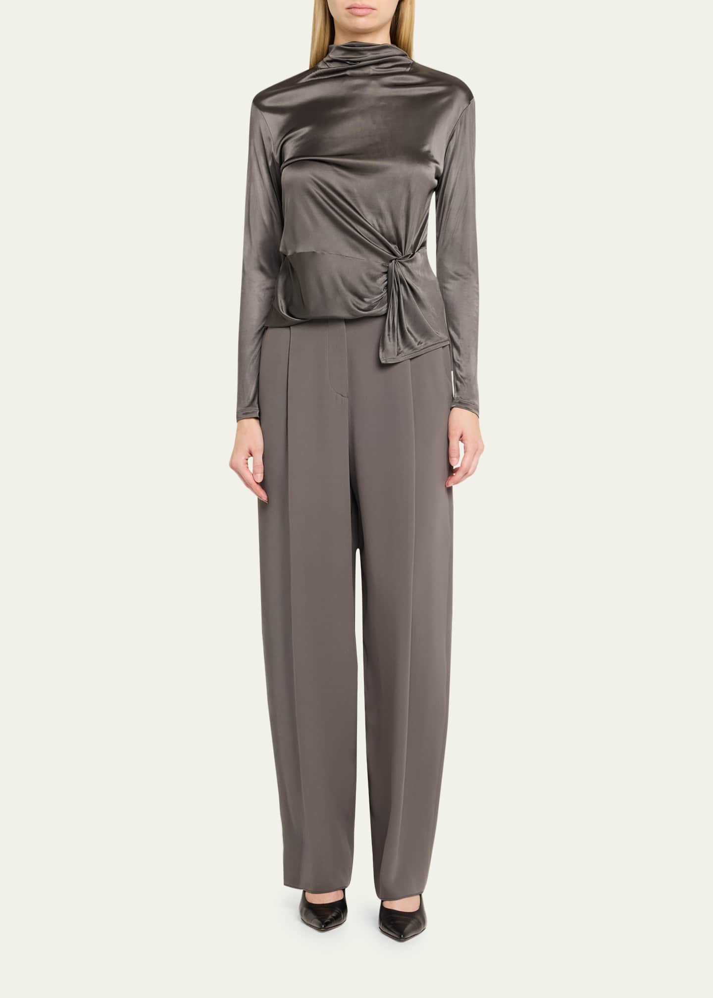 Giorgio Armani Washed Silk Pleated Trousers - Bergdorf Goodman