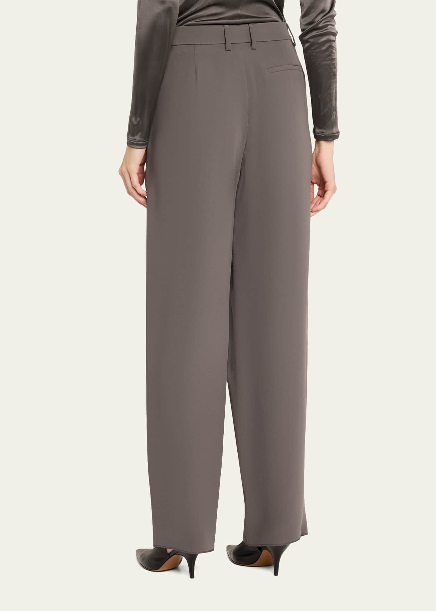 Giorgio Armani Washed Silk Pleated Trousers - Bergdorf Goodman