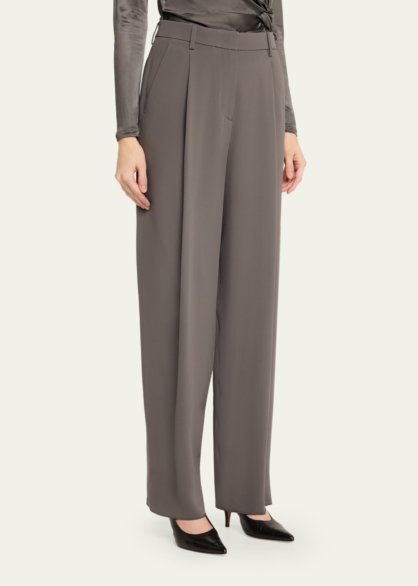 パンツ giorgio armani rayon trousers Giorgio Armani Washed Silk Pleated Trousers - Bergdorf Goodman