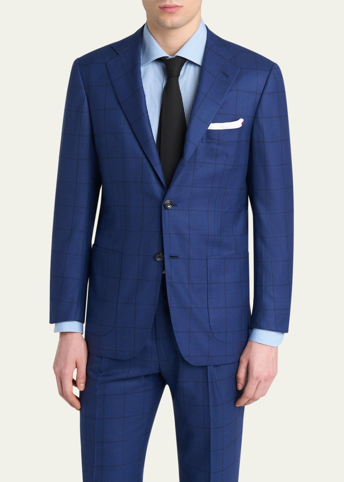 Kiton Men's Royal Blue Virgin Wool Sport Coat - Bergdorf Goodman