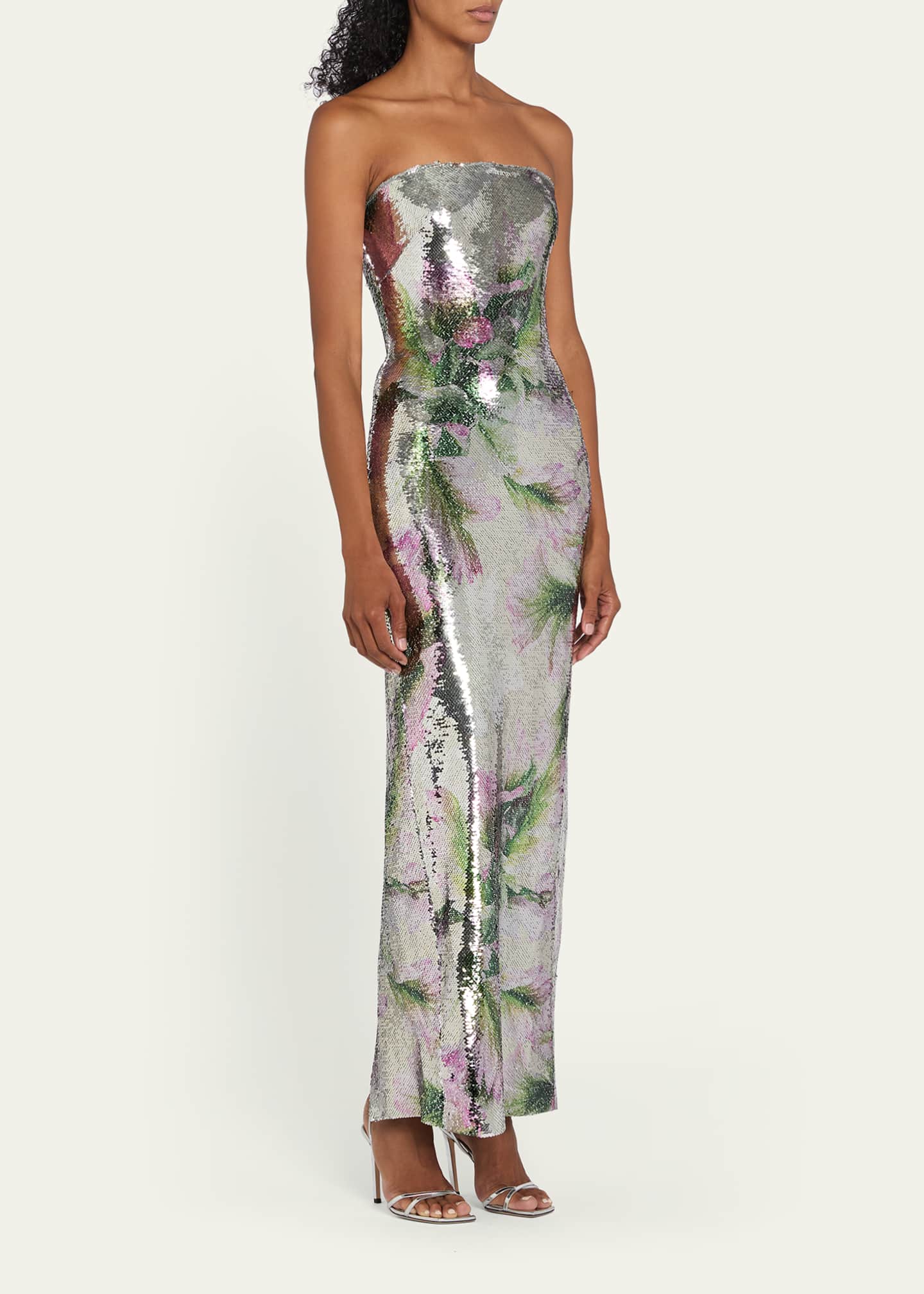 monique lhuillier strapless bridesmaid dress BL26108: corded lace mikado ball gown with a strapless draped bodice and  slit feels fresh yet regal for Spring.  #moniquelhuillier #mlbride  #mlbliss