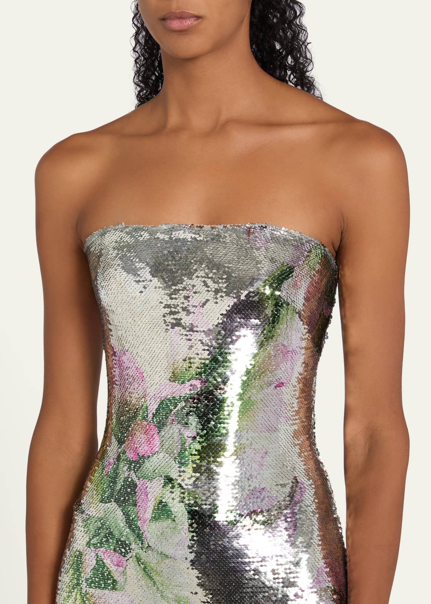 ml monique lhuillier amelia floral strapless corset maxi dress ML Monique Lhuillier Amelia Strapless Floral Jacquard Gown