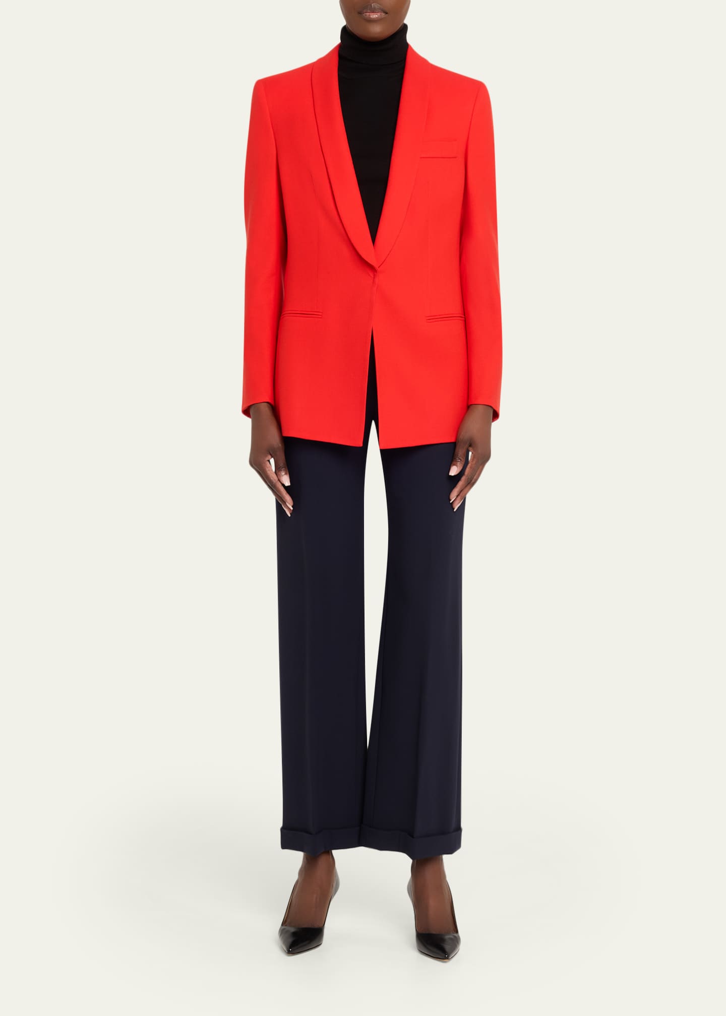 Giorgio Armani Virgin Wool Single-Breasted Longline Blazer