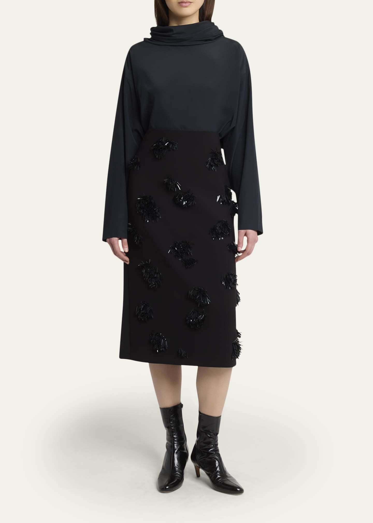 Proenza Schouler Moira Embroidered Compact Crepe Skirt - Bergdorf