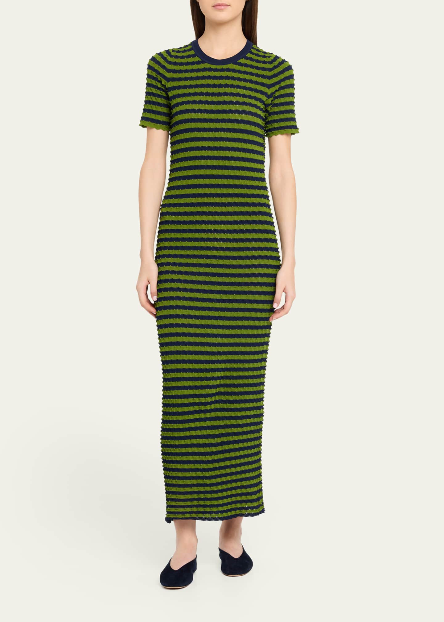 zankov knit dress Zankov Striped Popcorn Knit Short-Sleeve Maxi Dress, Blue Grn, Women's, X-Small, Casual & Work Dresses Maxi Dresses