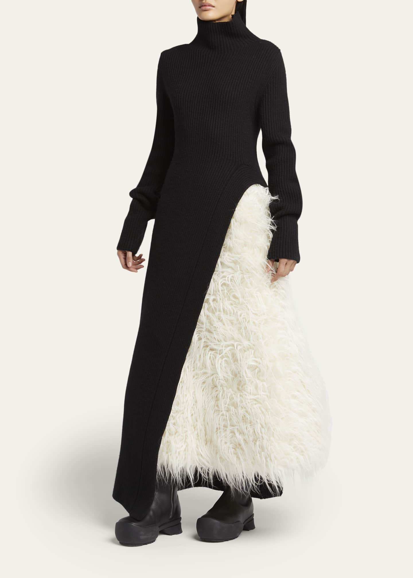 Moncler Genius x Jil Sander Asymmetric Wool Turtleneck Dress
