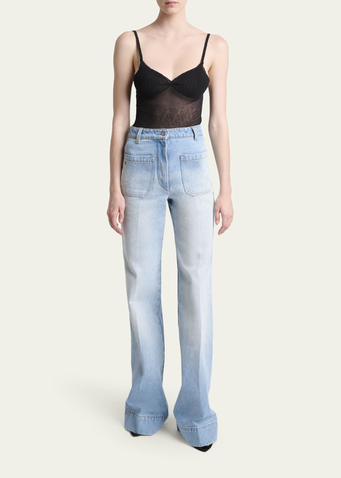 Victoria Beckham Alina Front Pocket Flare Jeans - Bergdorf Goodman