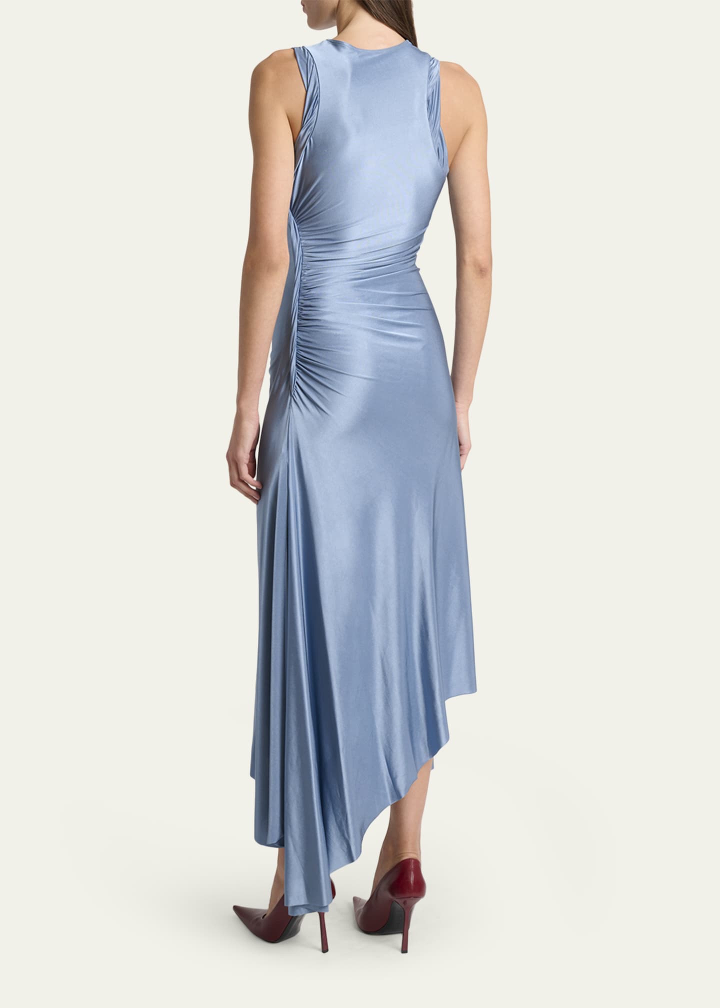 Victoria Beckham Sleeveless Twisted-Trim Satin Midi Dress - Bergdorf Goodman