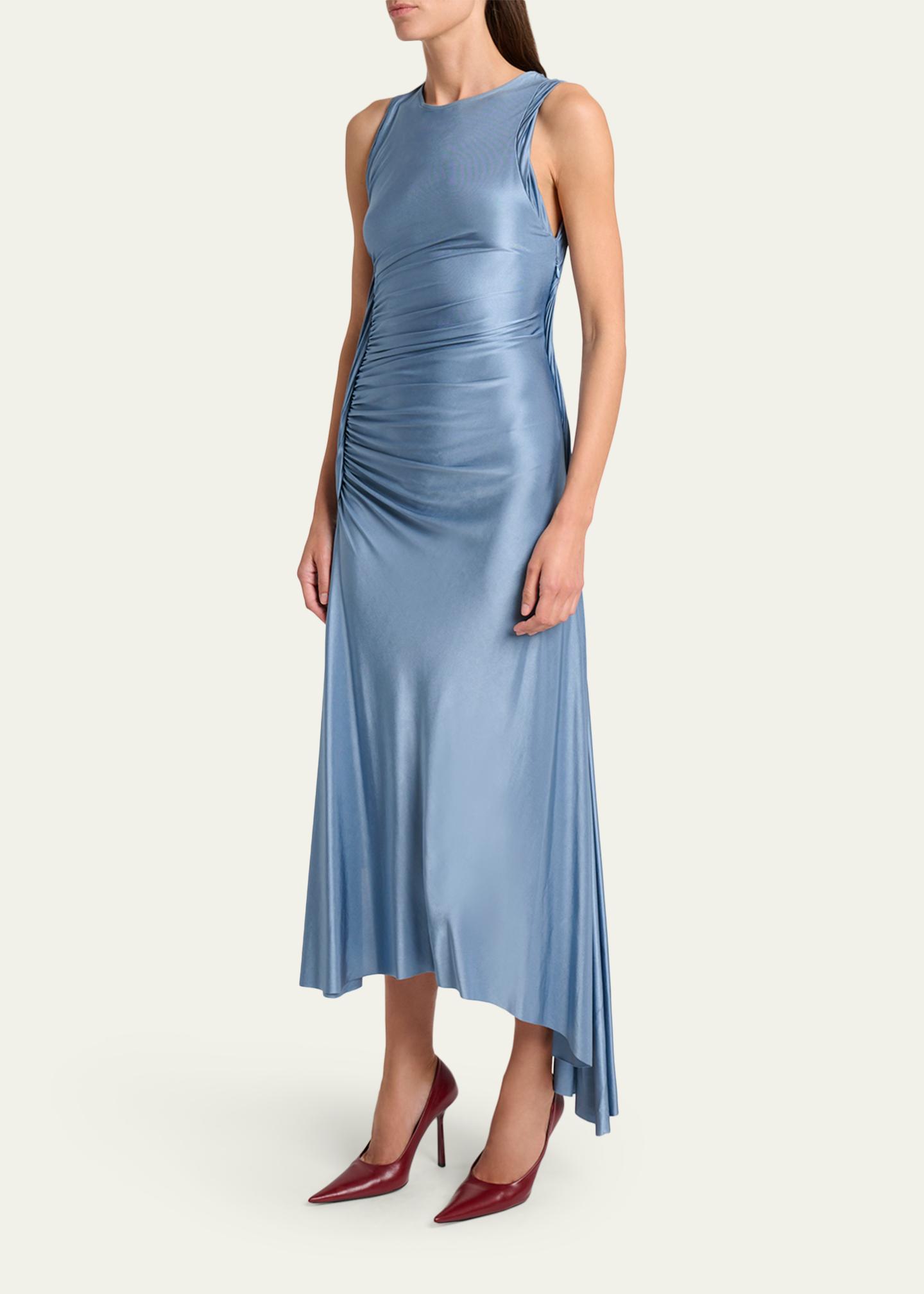 Victoria Beckham Sleeveless Twisted-Trim Satin Midi Dress