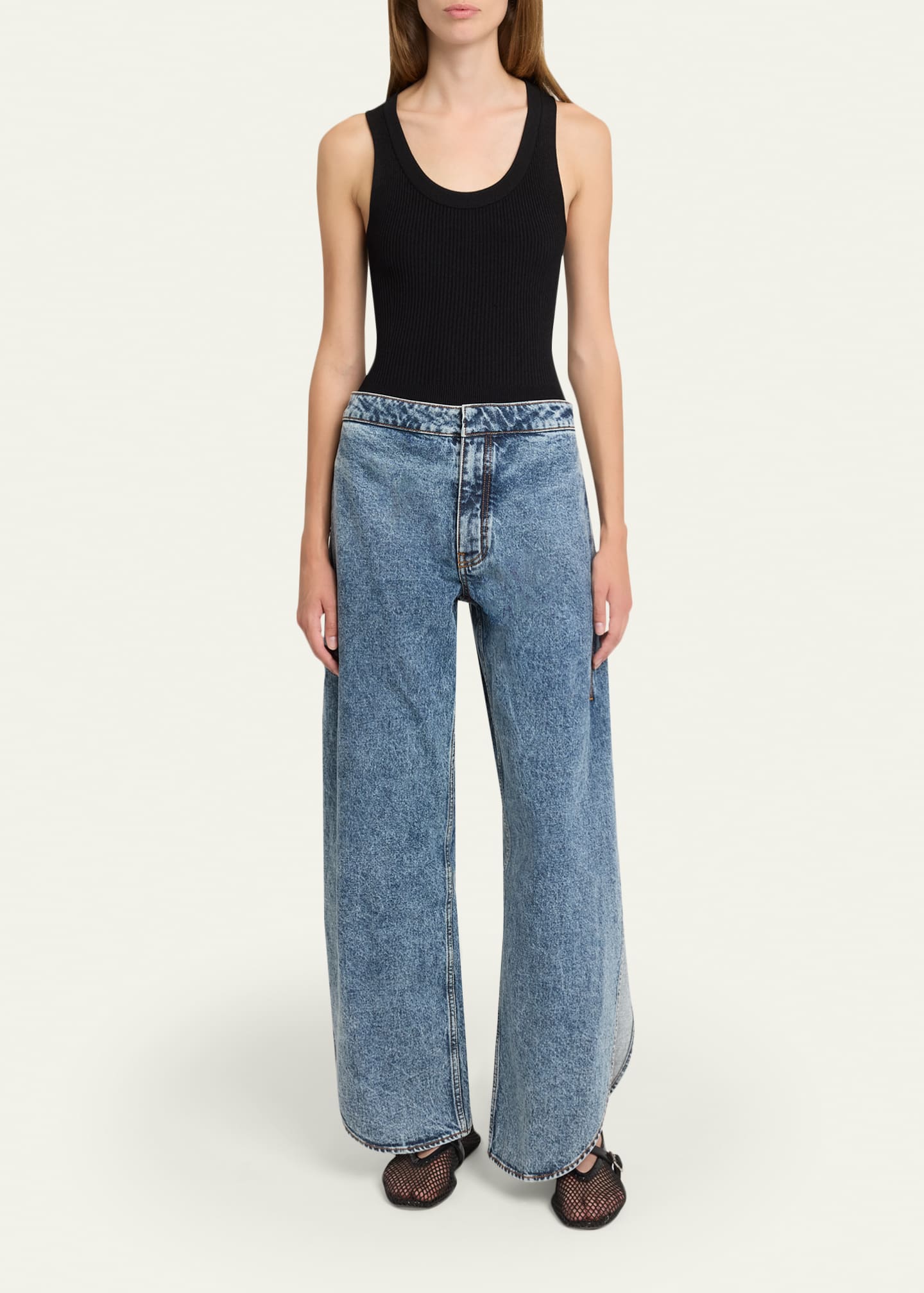 ALAIA Denim Petal Pants - Bergdorf Goodman