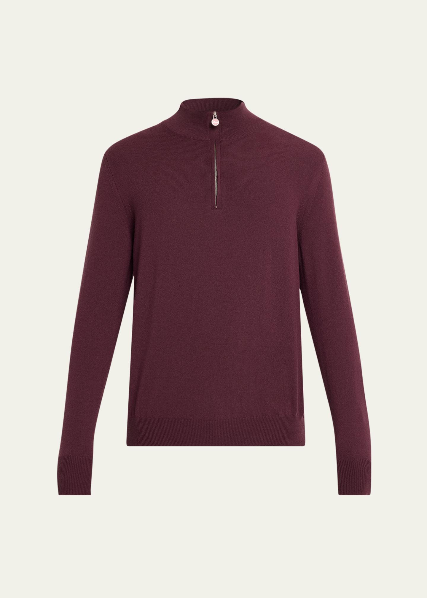 Kiton Men's 12gg Cashmere Mock Neck Quarter-Zip Sweater - Bergdorf