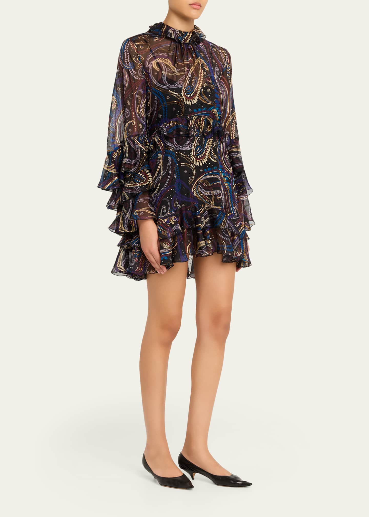farm rio dress mini FARM Rio Floral Glam Blue Mini Dress | Print/Blue | Size M